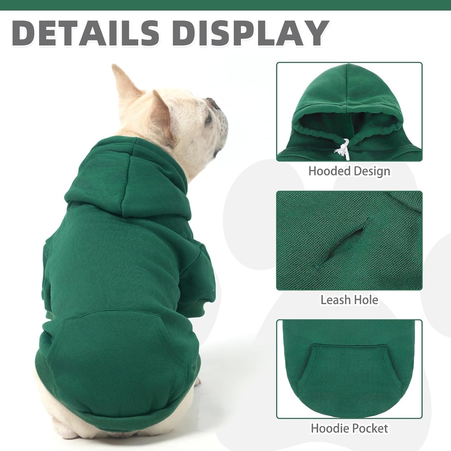 KOOLTAIL Basic Dog Hoodie - Soft & Warm Dog Hoodie Sweater with Leash Hole and Pocket, Dog Winter Coat, Cold Weather Clothes Sweatshirt for Small Medium Large Dogs Puppy Cat Boys Girls Green XL/XXL