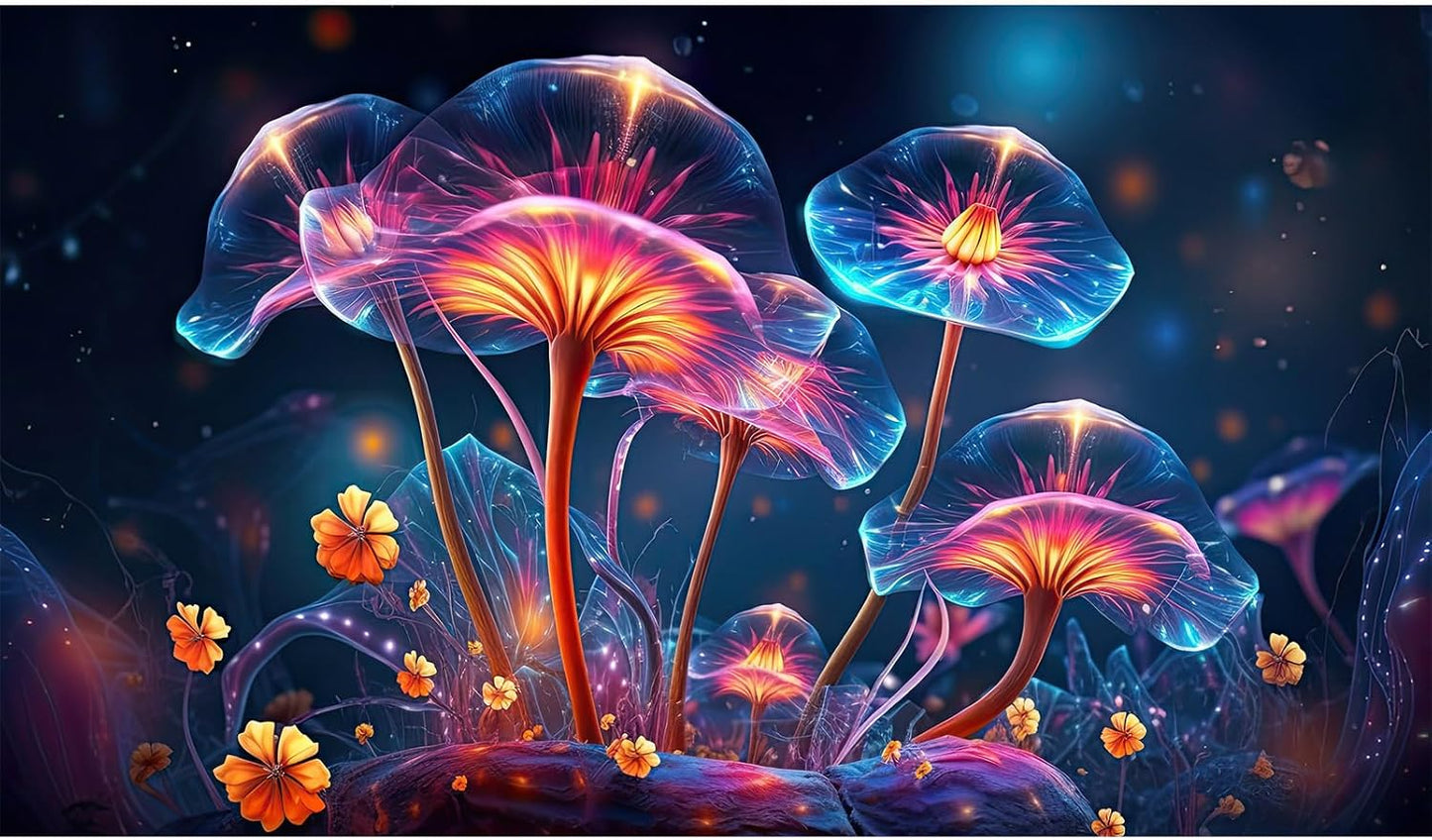 Flower Aquarium Background Modern Style Bluebell Blooming Flower Floral Design Terrarium Background Mysterious Elegant Glowing Fantasy Flower Fish Tank Backdrop Poster Decorations Vinyl 24x16in