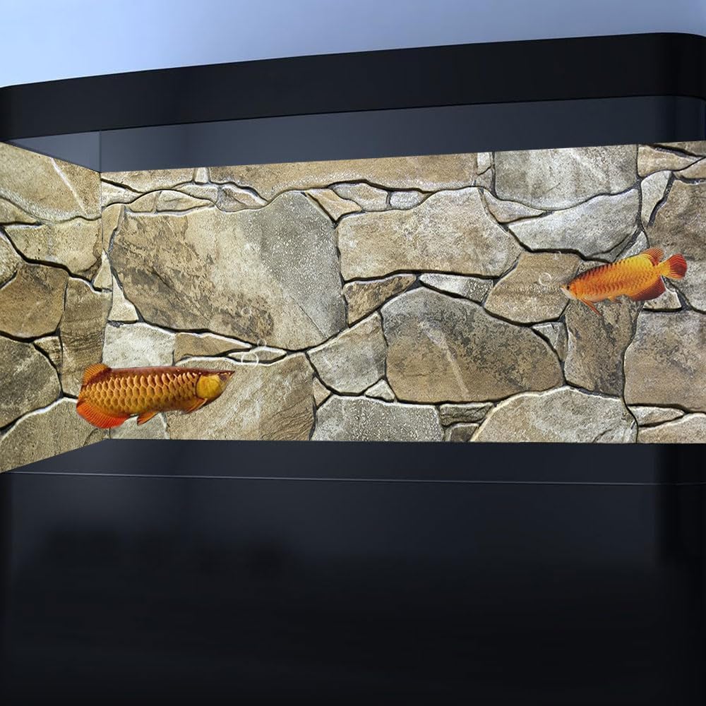 48X20IN Marble Aquarium Background, Art Marble Aquarium Background, Natural Marble Glass Terrarium Background with 8 EVA Double-Sided Tape