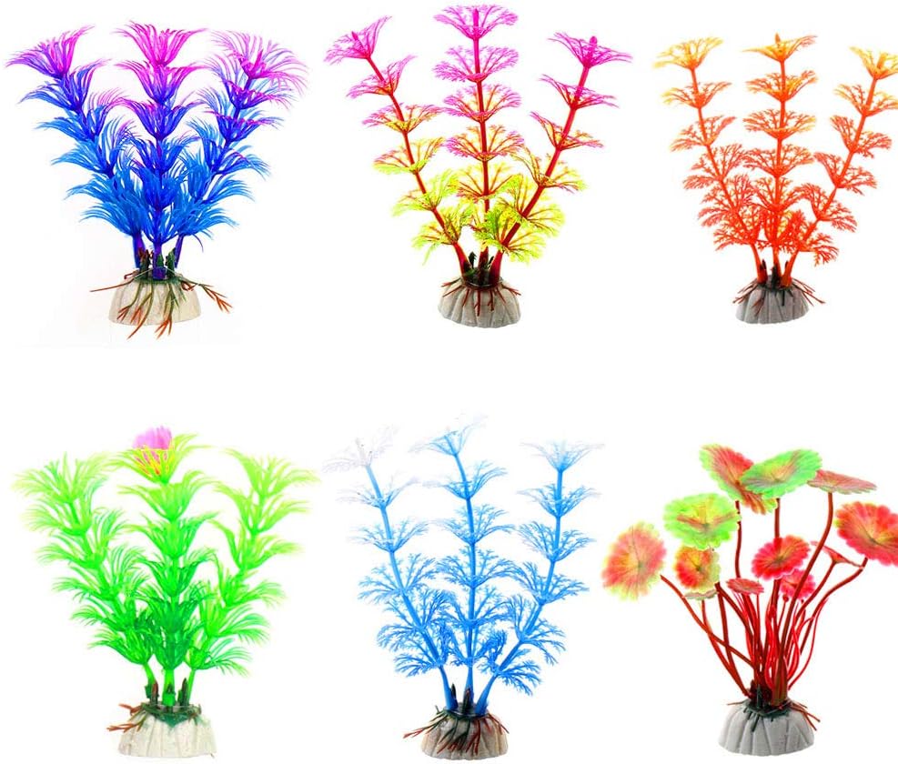CousDUoBe 17 Pack Fish Tank Plants, Small Aquarium Plants Artificial, Used for Household and Office Aquarium Decoration