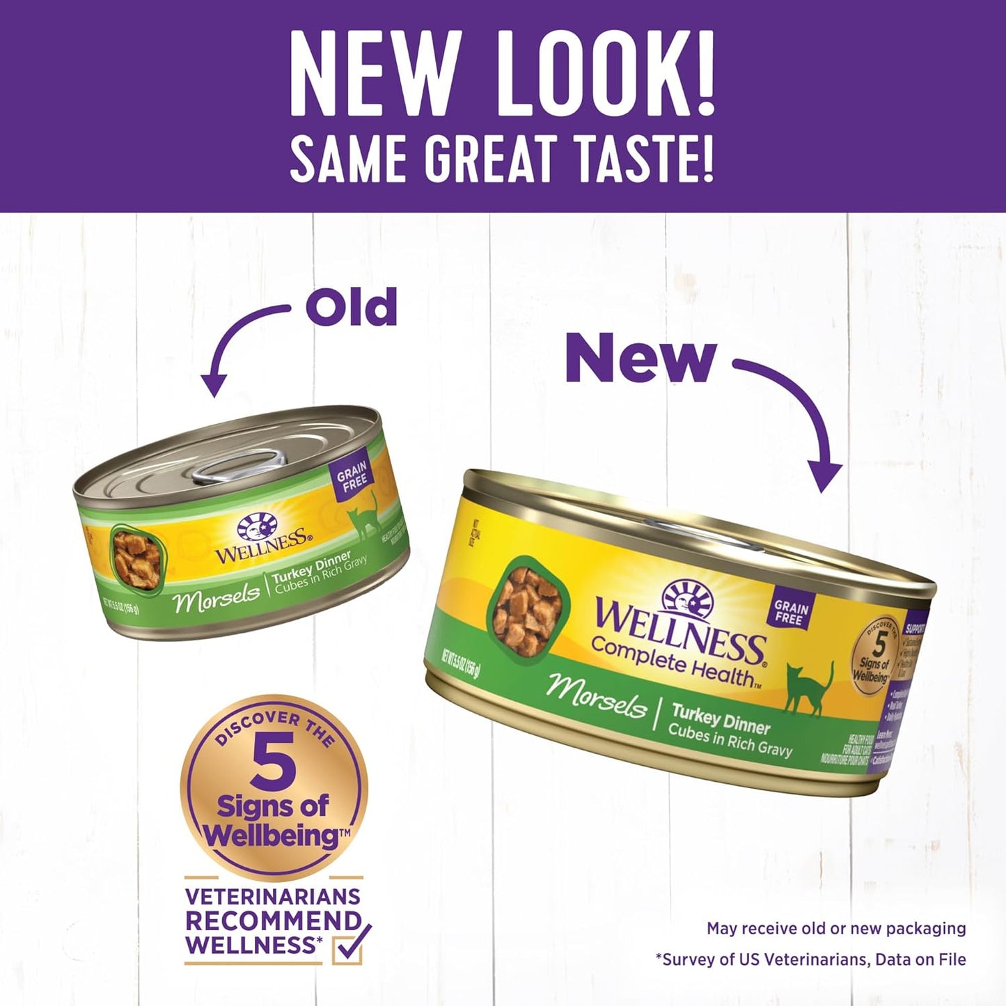 Wellness Complete Health Cubed Adult Wet Cat Food, Natural, Protein-Rich, Grain Free, 5.5 Ounce, 24 Pack, (Turkey Entrée)