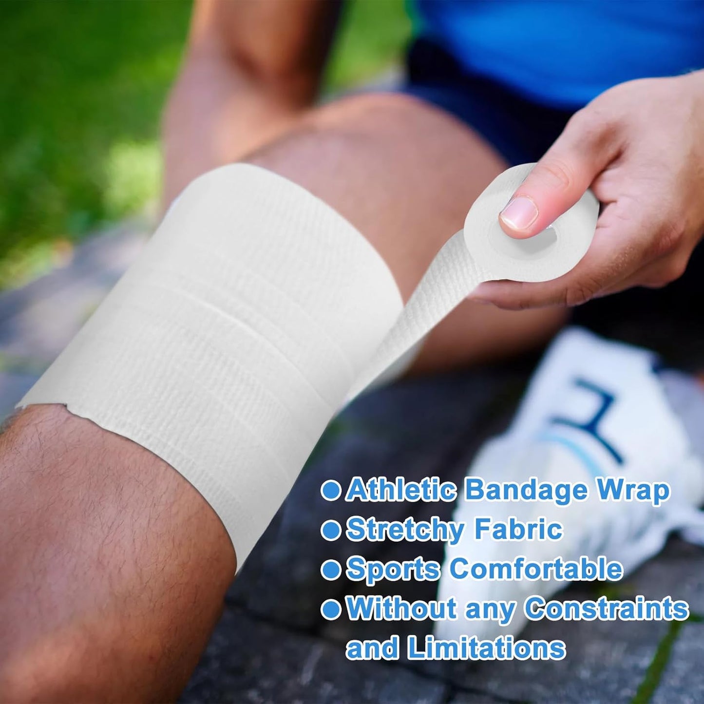 24 Pack Self Adhesive Bandage Wrap 2 Inch, White Medical Tape Elastic Cohesive Bandage Rolls Self Adherent, Self Sticking Tape First Aid Gauze for Sports, Leg, Knee, Ankle, Swelling, Wrist Sprains