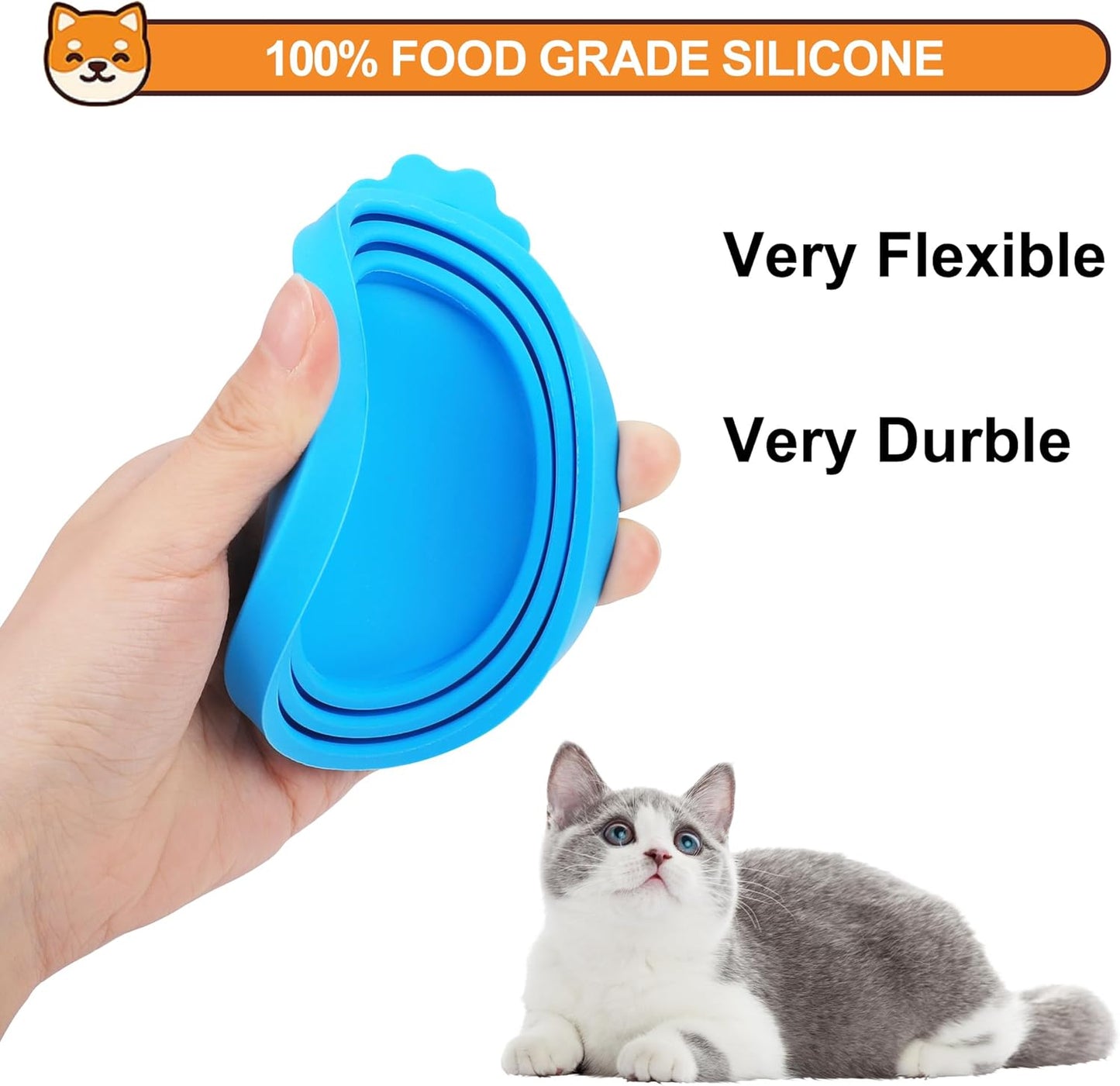 2 Pack Silicone Pet Food Can Lids, BPA Free, Universal Fit, Blue/Teal