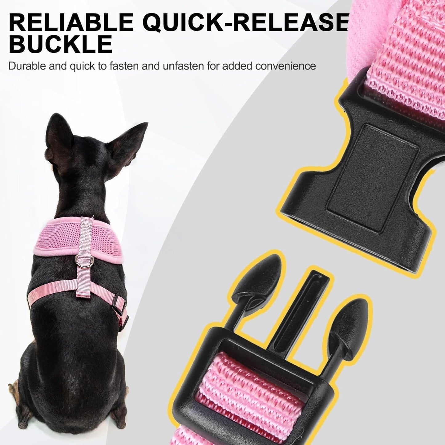 BINGPET Small Dog Harness - Breathable Mesh Puppy Cat Harnesses - No Pull Adjustable Dog Harness Dog Vest Harness for Small and Medium Dogs