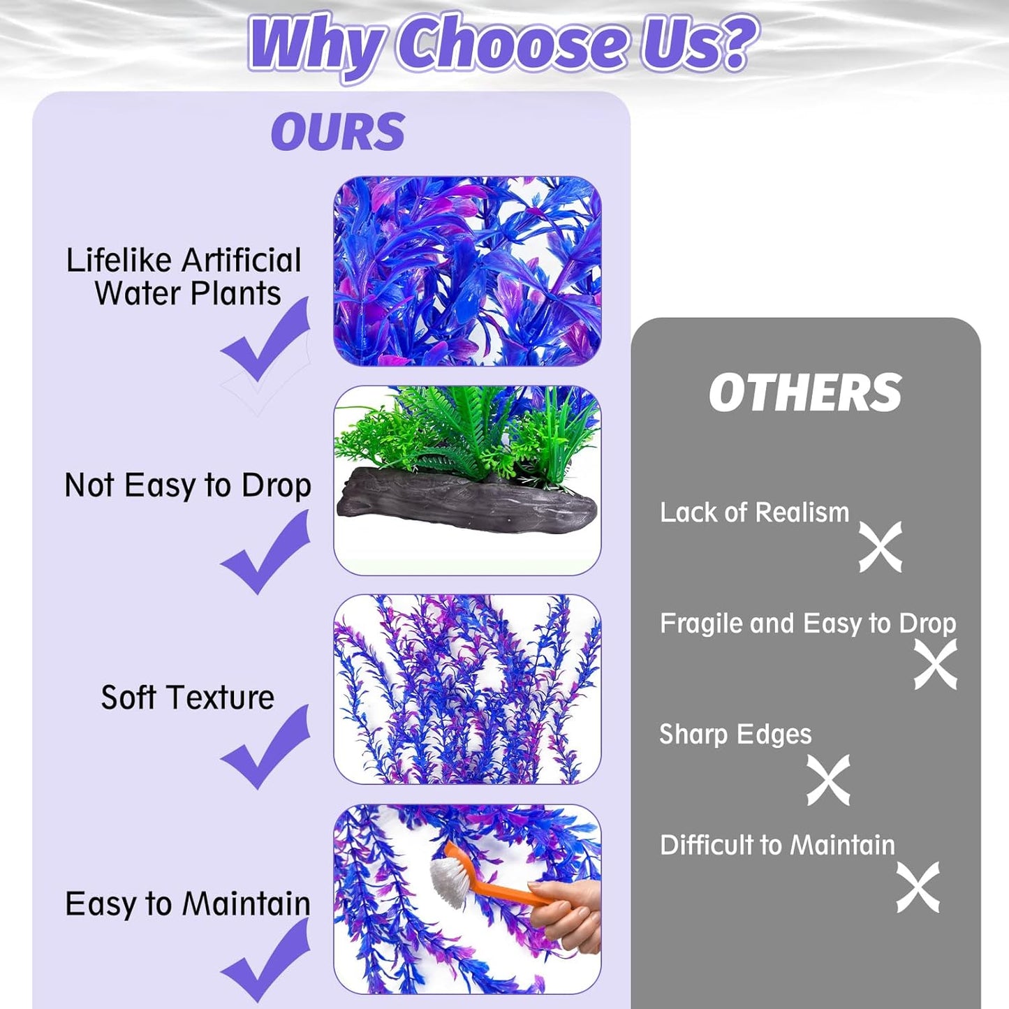 Hamiledyi Aquarium Plastic Plants Aquarium Decor Artificial Fish Tank Plants,Tall Fish Tank Decorations, Extra Large Aquarium Plant 20.4-inch Tall,1PCS