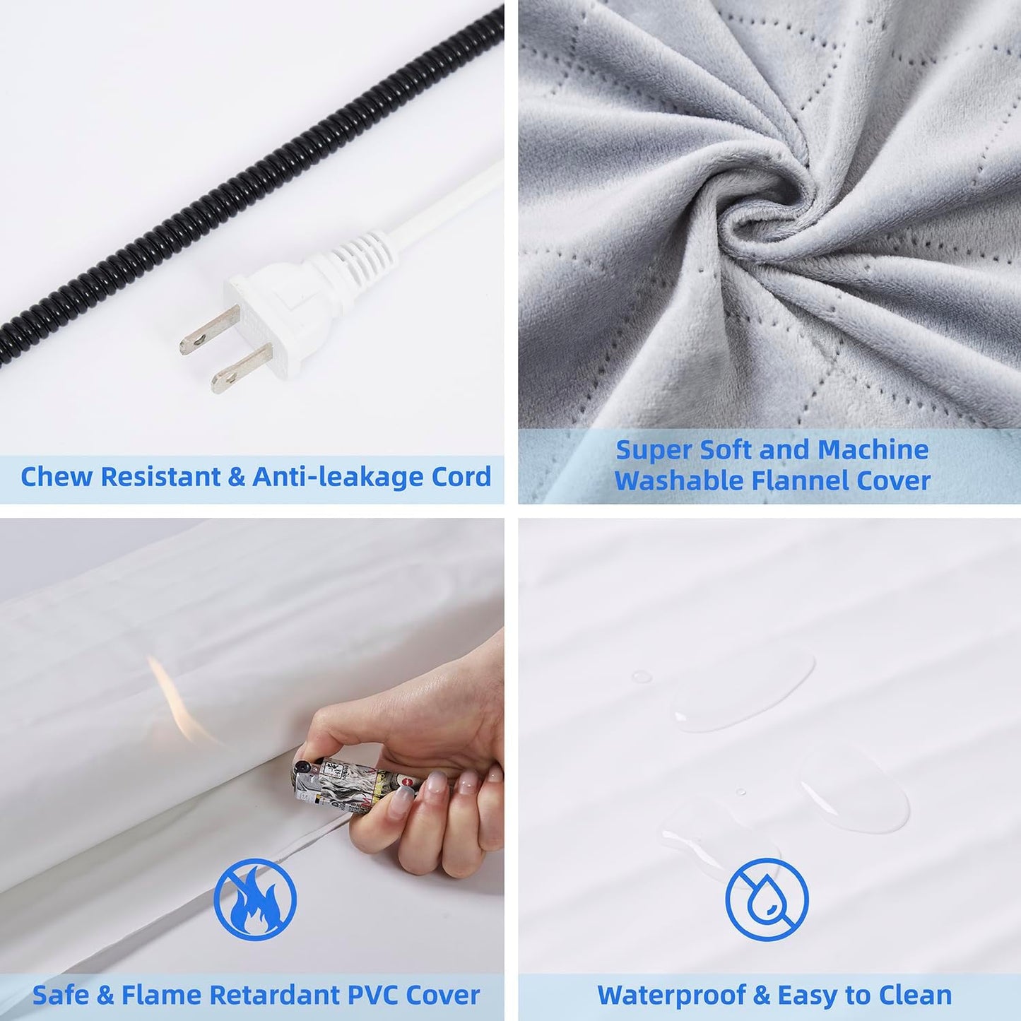 pettycare Pet Heating Pad for Dog Cat, Electric Heating with Steel-Wrapped Cord, 25-Level Timer & 11-Level Temperature Indoor Warming Pads Easy Clean for Puppy Cat Dog M 18x18inch