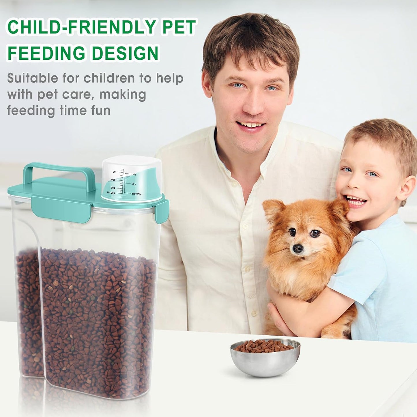 TBMax Pet Food Storage Containers 2 Pack 10 to 14 Lbs Airtight Dog Food Container Dispenser with Large Spout & Portable Handle, Travel Dog Treat Cat Food Storage Bin Bird Seed Container