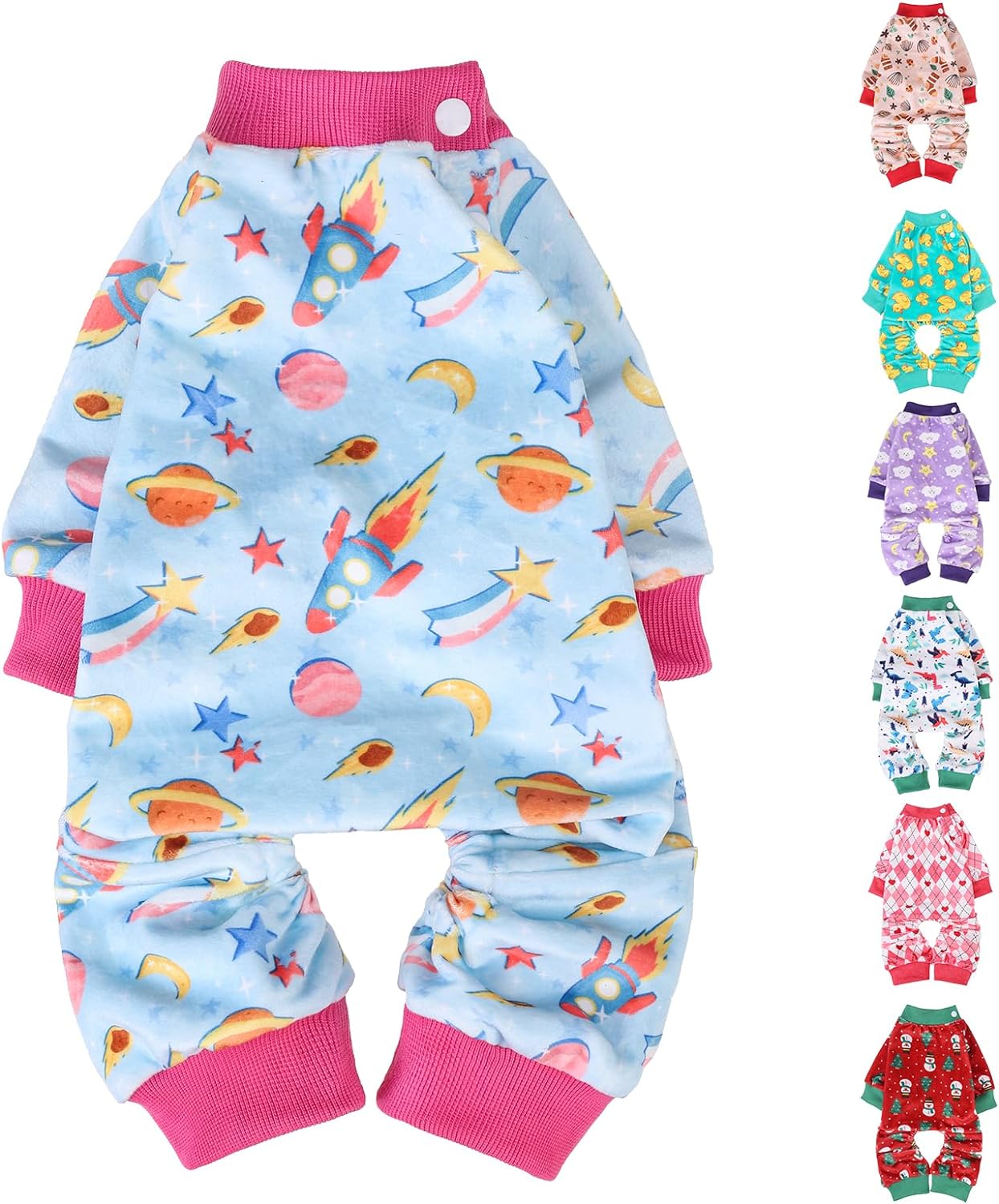 BEAUTYZOO Dog Pajamas Large Sized Dog, Summer Doggie Pajamas for Boy Girl, Soft Strechy Cotton Puppy Pjs Jammies Onesies for Men Women, Pet Jumpsuit Body Suit Cat Apparel Clothes, Blue L