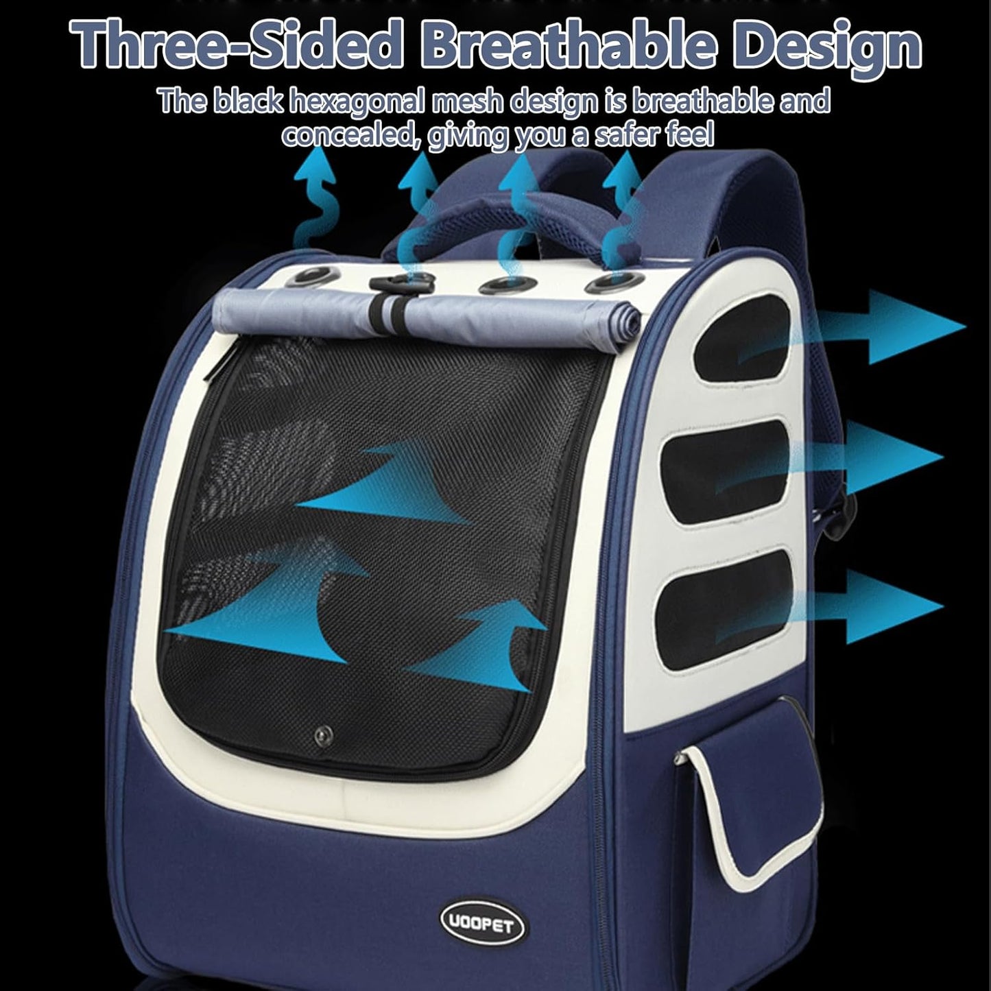 Dog Backpack, Ventilated Pet Hiking Backpack Travel Bag, Airline Approved Cat Backpack for Travel, Hiking, Outdoor Use(Gray)