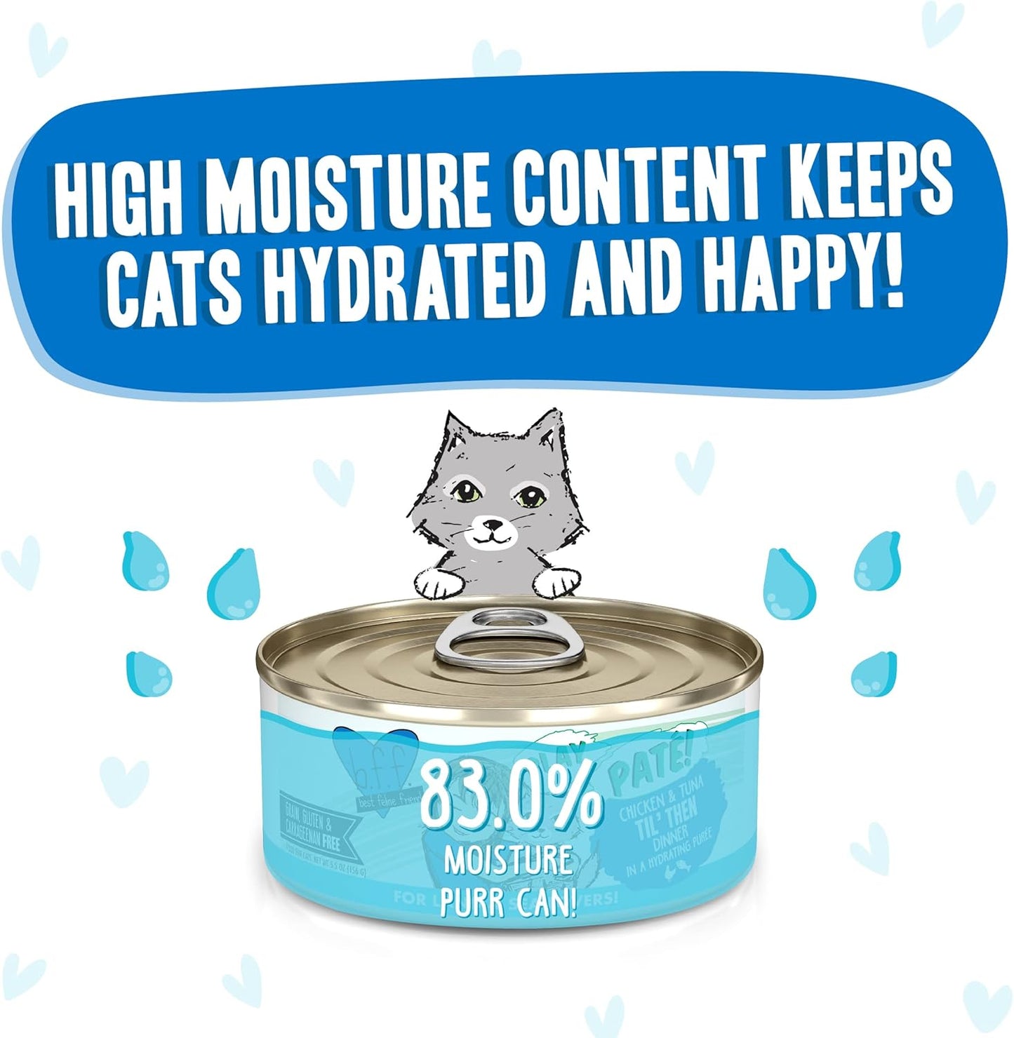 Weruva B.F.F. Play - Best Feline Friend Paté Lovers, Aw Yeah!, Chicken & Tuna Til' Then with Chicken & Tuna, 5.5oz Can (Pack of 8)