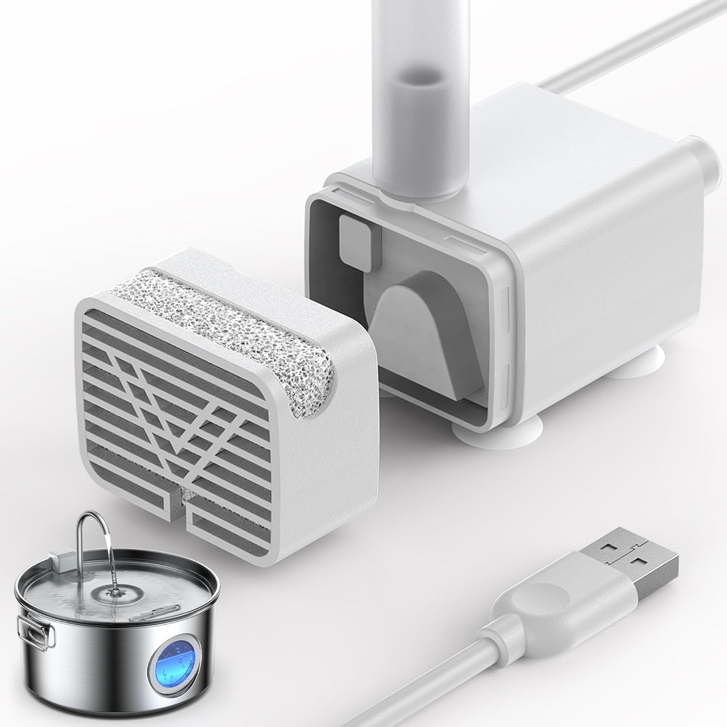 Dog Water Fountain for Large Dogs, 3.2Gal/406oz/12L Stainless Steel Pet Water Fountain, Quiet Dog Water Bowl Dispenser with Visible Window for Multi-pet Home (Pump for 3.2Gal Dog Fountain)