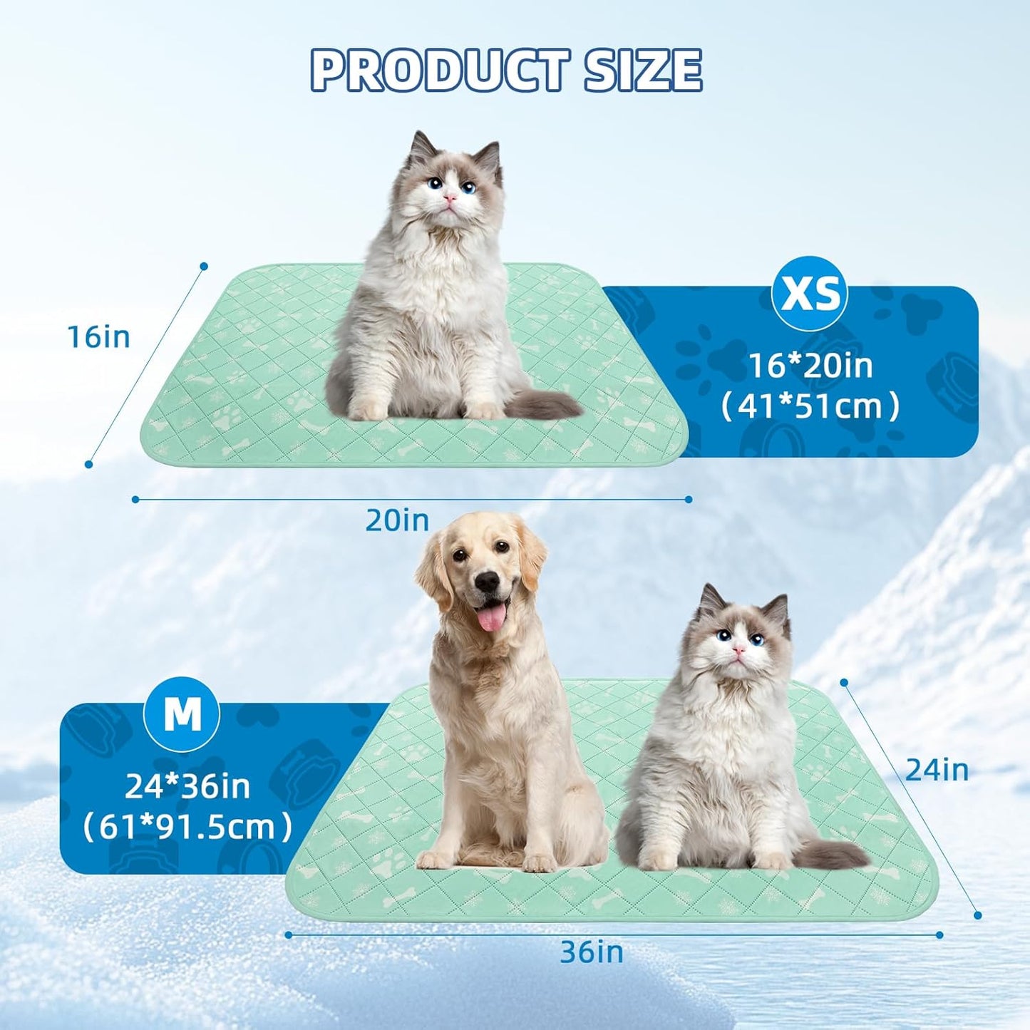Homimp Self-Cooling Mat for Dogs, 6 Pack Washable Cooling Mat & Sleeping Pad, Reusable Waterproof Dog Pee Pads, Non-Toxic, Non-Slip Potty Pads for Whelping Litter Mat Puppy Supplies in Summer, 16"x20"