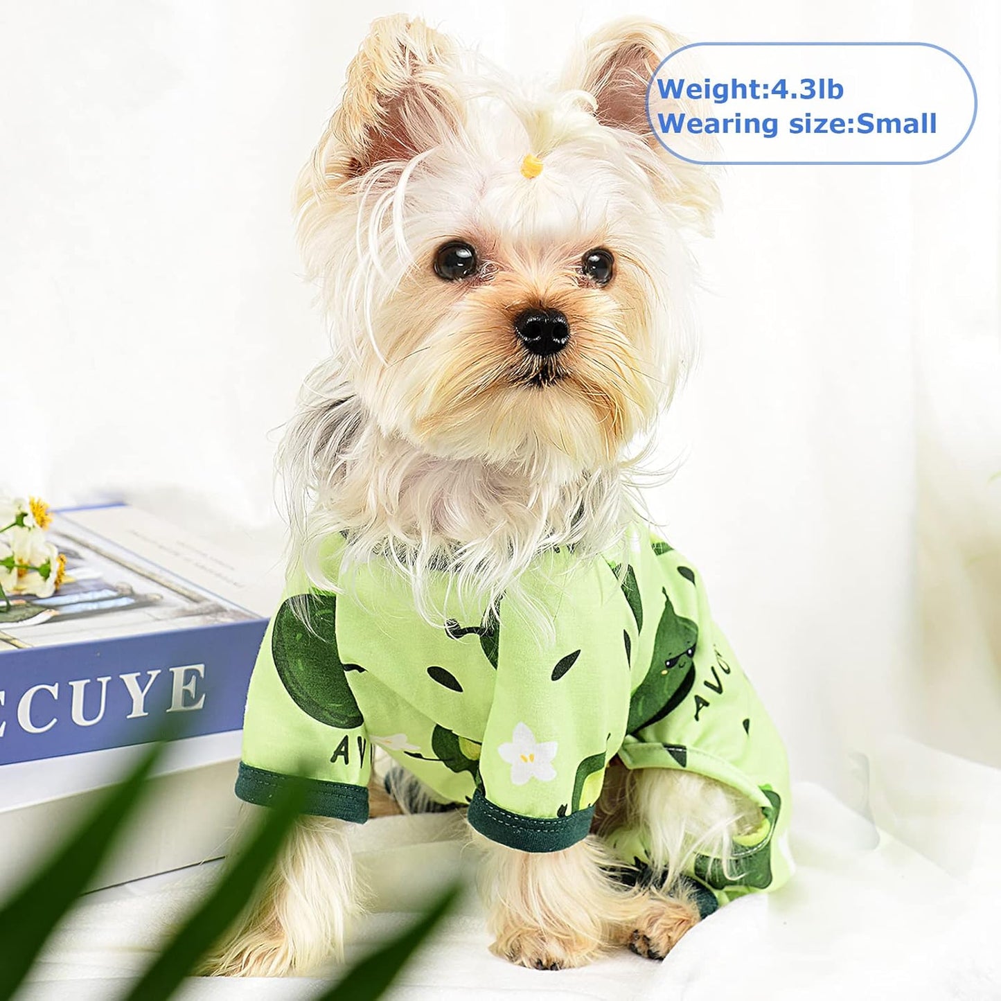Dog Pajamas Pjs Summer Dog Clothes for Small Dogs Girl - Boy - Medium Size Dogs, Soft Stretchy Puppy Clothes Doggie Onesies Fall Cat Pet Jumpsuit Jammies Outfit, Avocado Green