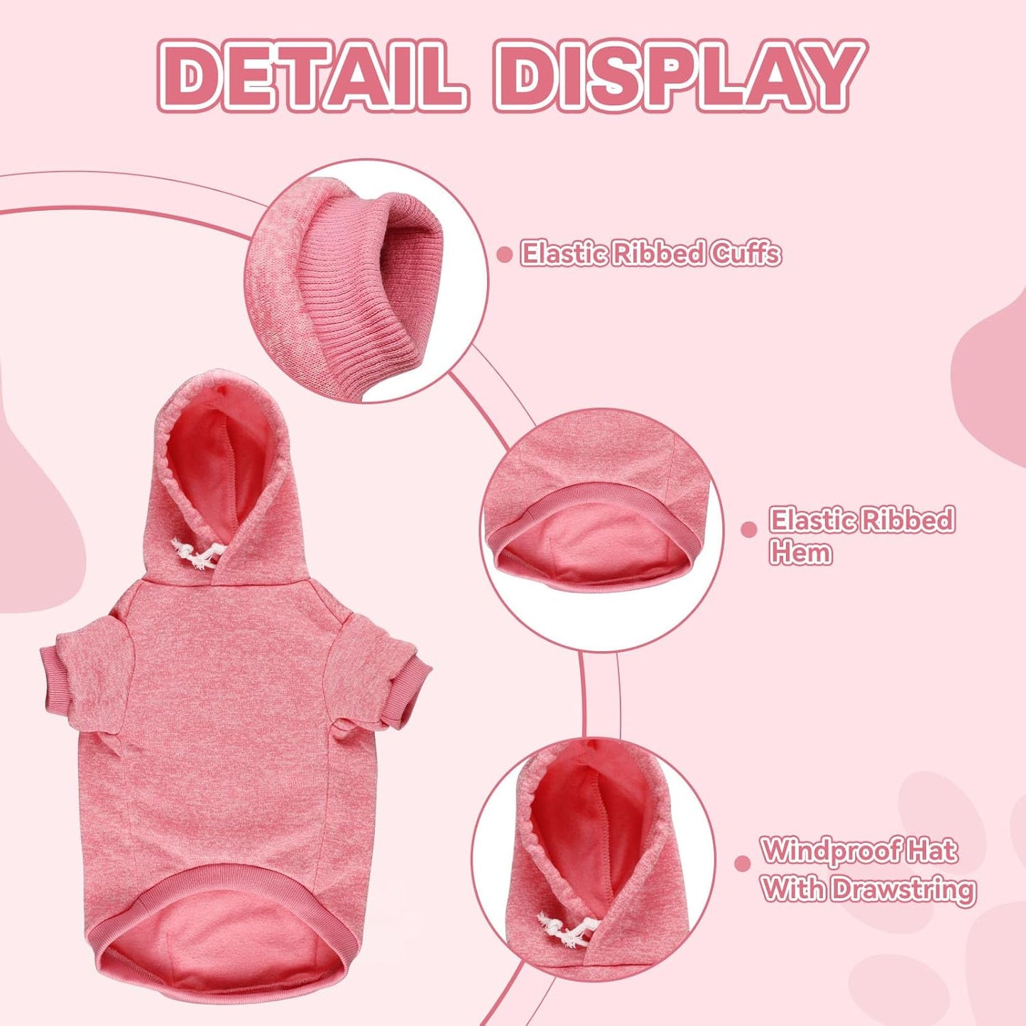 Dog Sweaters for Large Dogs Dog Hoodie Fleece Dog Sweater Soft Dog Clothes Sweatshirt with Pocket Dog Hoodie for Large Dogs(Pink&XXL)