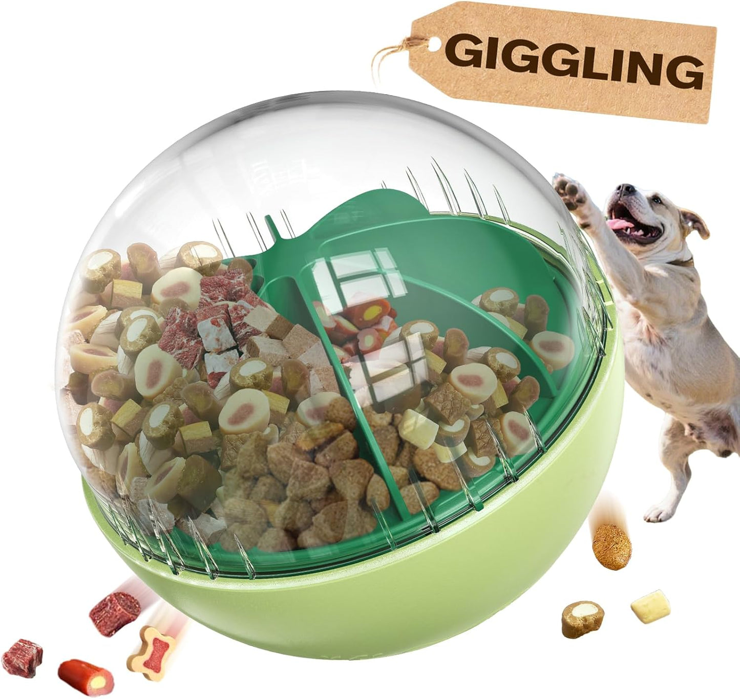 KADTC Extra-Large Dog Giggling Treat Dispenser Ball - Adjustable Food Dispensing Speed - Puppy Mind Game Puzzle Slow Feeder for Medium/Large/Extra Large Dogs Aggressive Chewers Breed