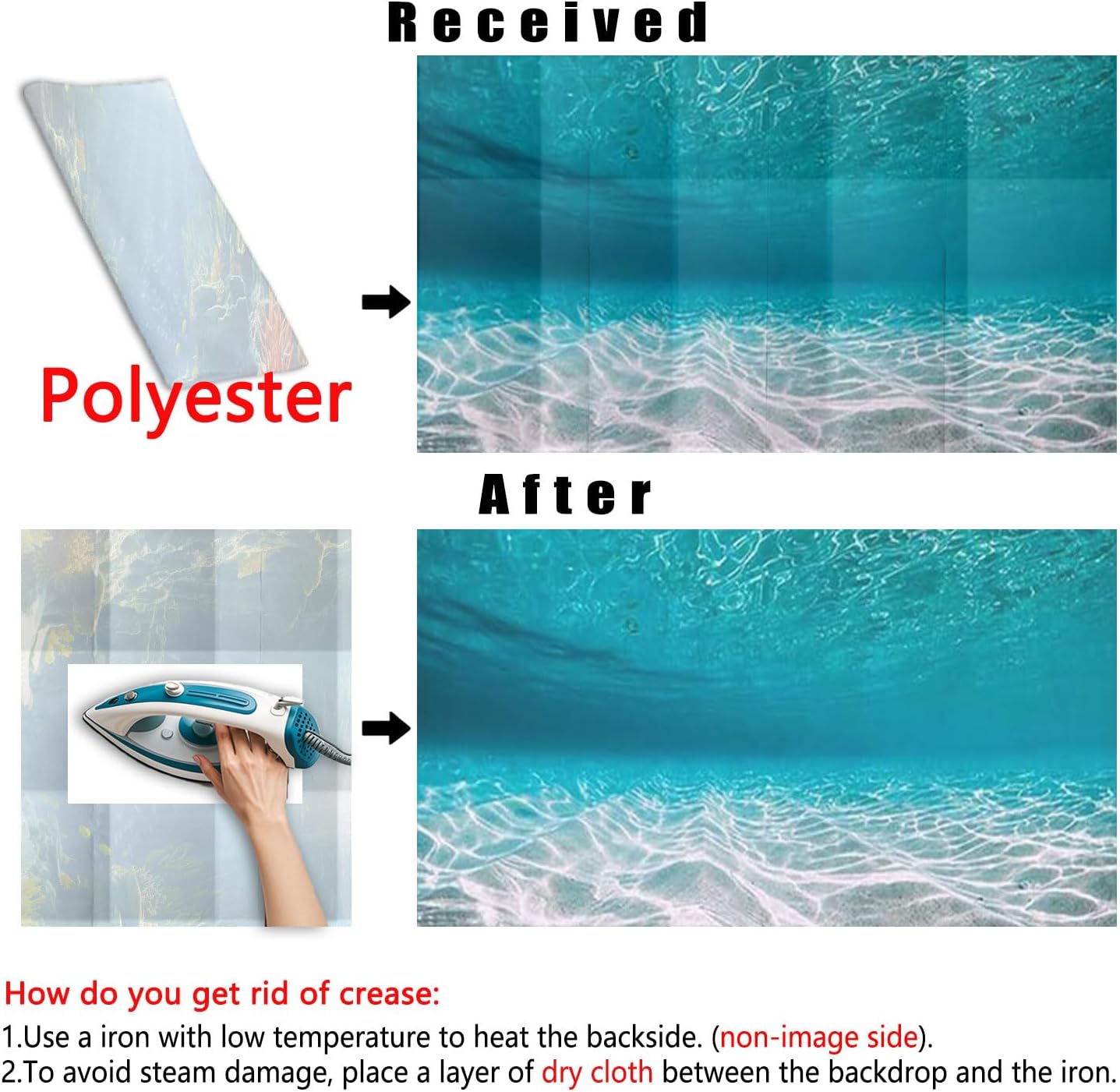 48X18IN Natural Undersea Aquarium Background, Undersea Beach Fish Tank Background, with 8 EVA Double-Sided Tape