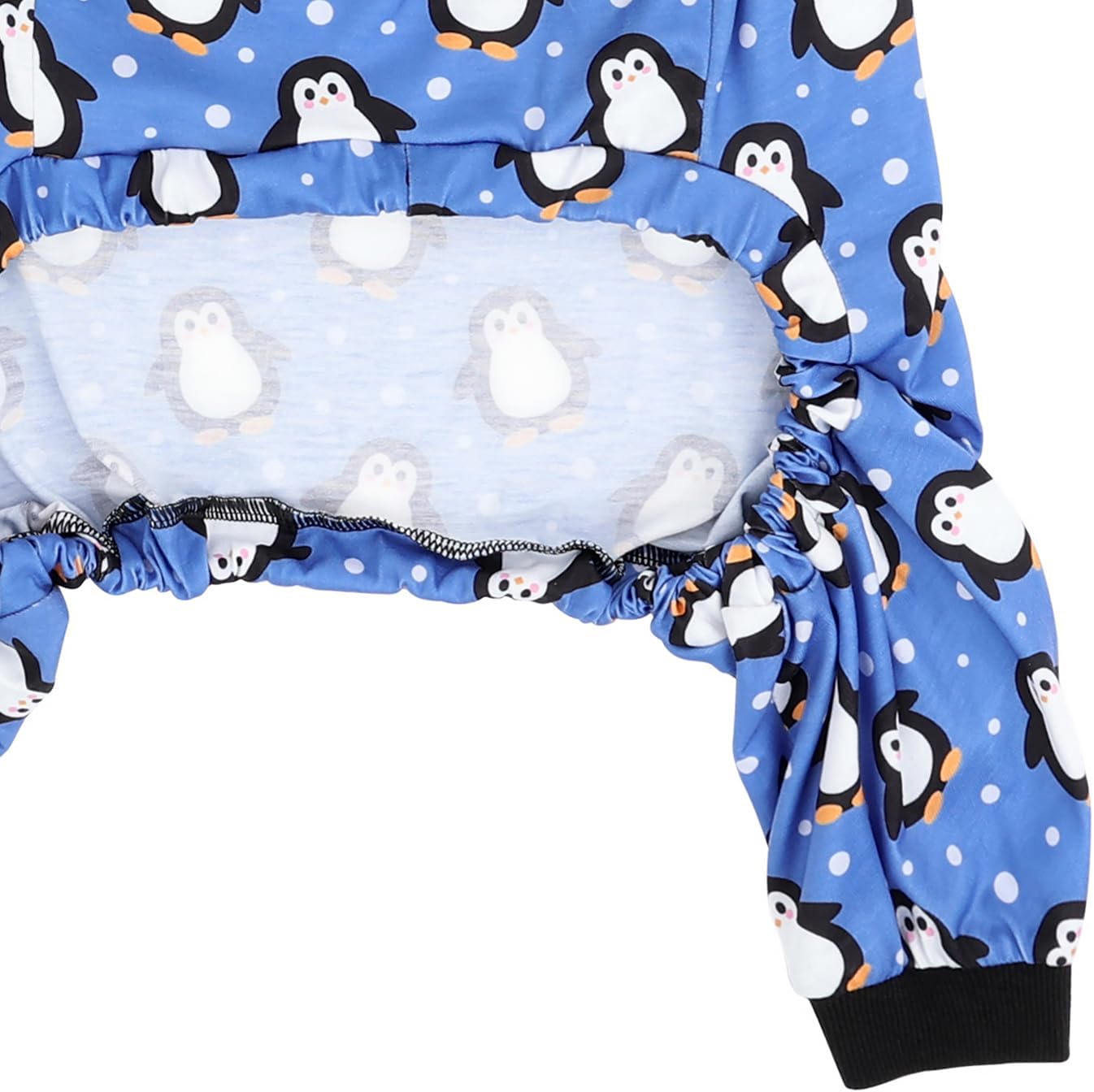 HDE Dog Pajamas One Piece Jammies Jumpsuit Pet Clothes Outfit Stretchy Lightweight Comfy Shirt Pjs for M-3XL Dogs Penguin Polka Dots - L