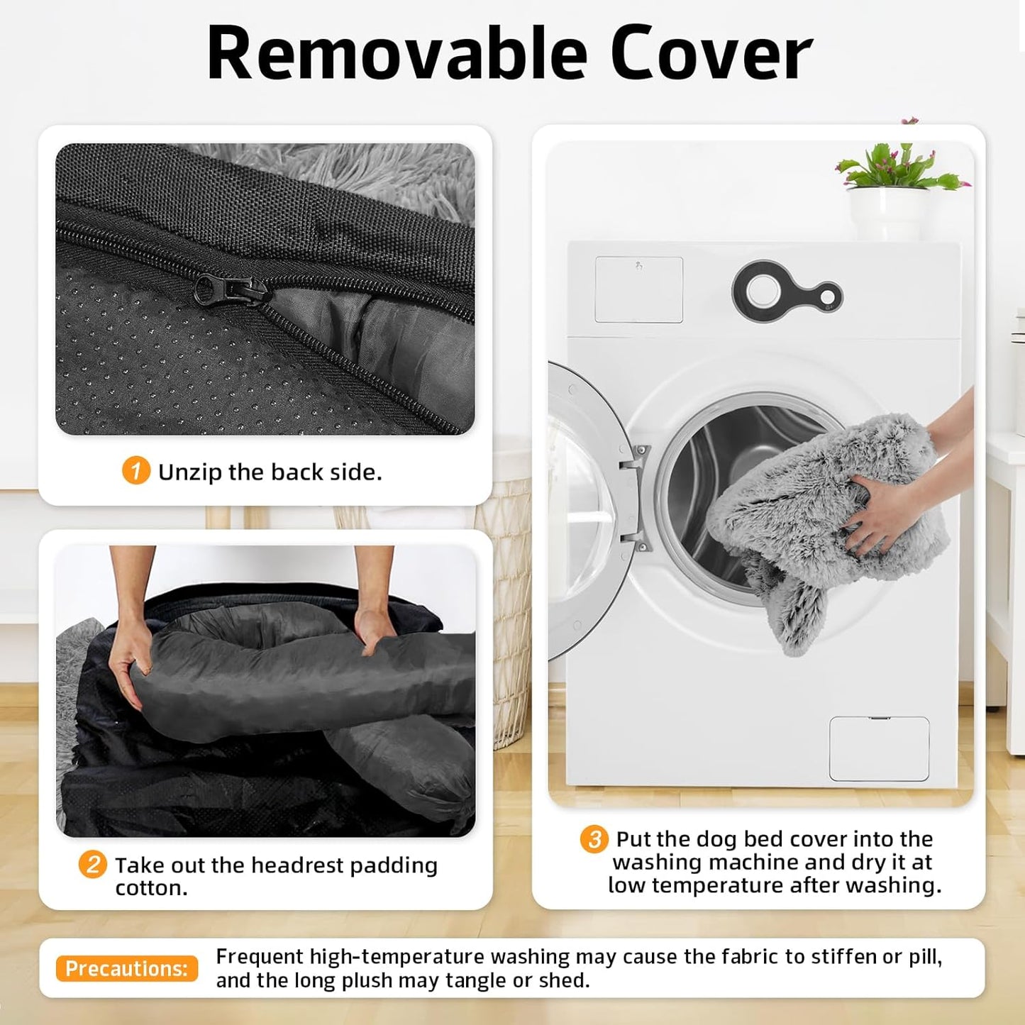 GGIB Calming Dog Bed Fluffy Plush Dog Mat for Furniture Protector with Removable Washable Cover for Large Medium Small Dogs and Cats (Extra Large (53x39.3x6), Grey)