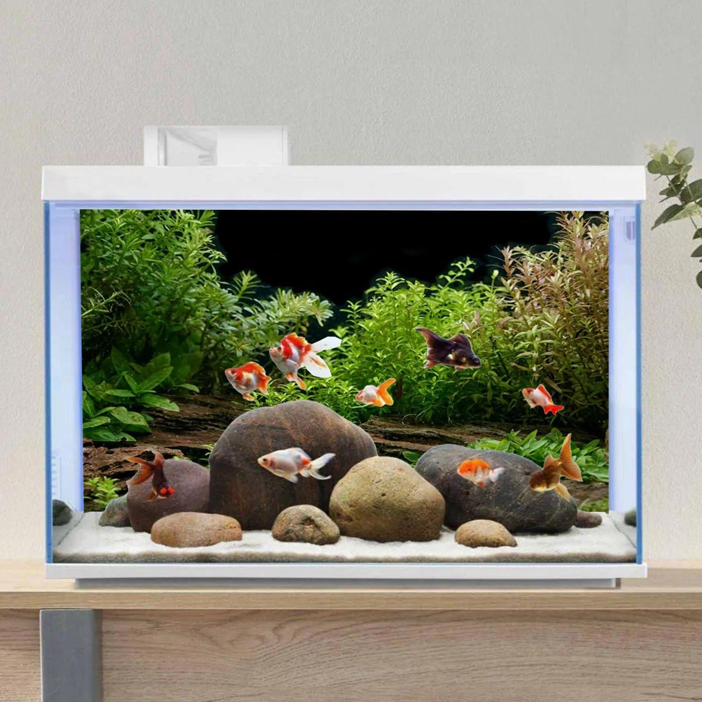AWERT Aquarium Background River Bed & Lake Aquatic Plant Fish Tank Background Vinyl 36x18 inches