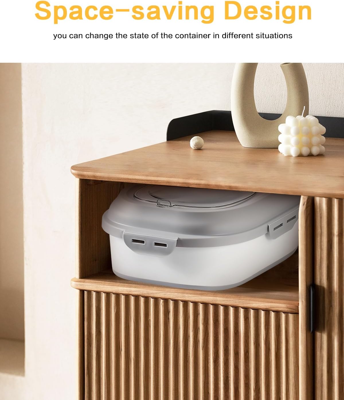 ANVS Dog Food Storage Container - Collapsible Dog Food Container with Airtight Lids, Scoop and 2.5L Small Pet Food Storage Container Dry Food For Dog, Cat and Other Pet Food (Grey, 30lbs)