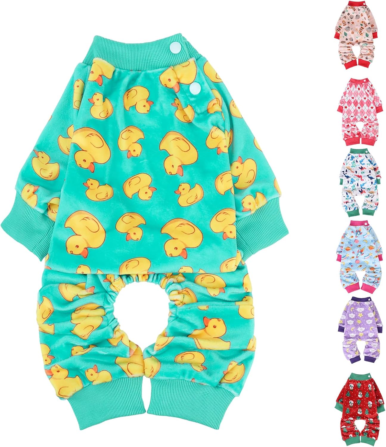 BEAUTYZOO Dog Pajamas Large Sized Dog, Summer Doggie Pajamas for Boy Girl, Soft Strechy Cotton Puppy Pjs Jammies Onesies for Men Women, Pet Jumpsuit Body Suit Cat Apparel Clothes, Yellow Duck XL