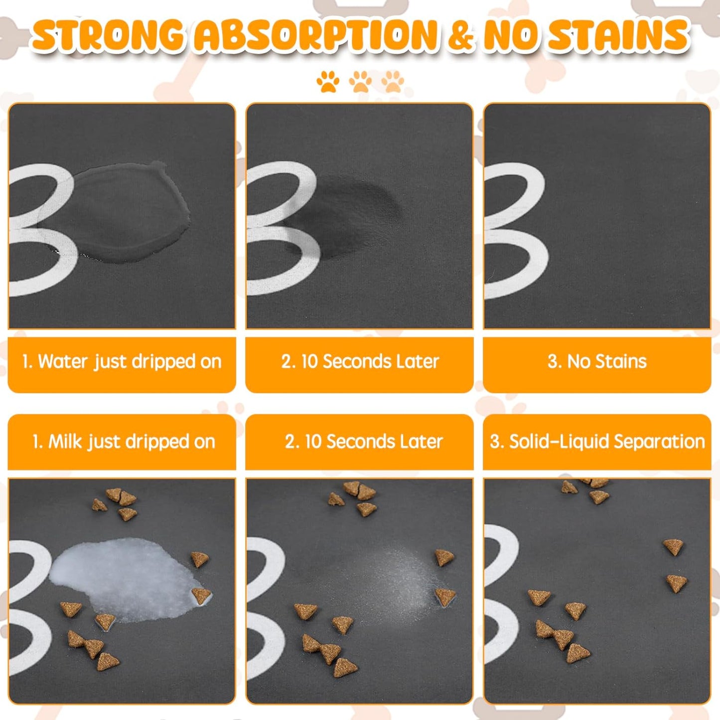 Dog Food Mat, 39.4"x31.5" Largest Absorbent Dog Mat for Food and Water, Non Skid Cat Bowl Mat, No Stains Quick Dry for Pet Water Dispenser Pet Supplies for Messy Drinkers