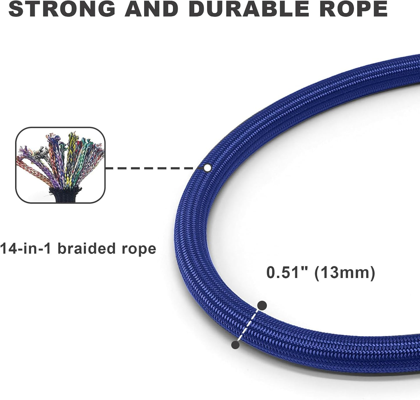 Rope Dog Leash, 4 ft Heavy Duty Dog Leash with Aviation Aluminum Auto Locking Carabiner, Strong Nylon Pet Lead for Small, Medium, Large Dogs (Blue, 4FT)