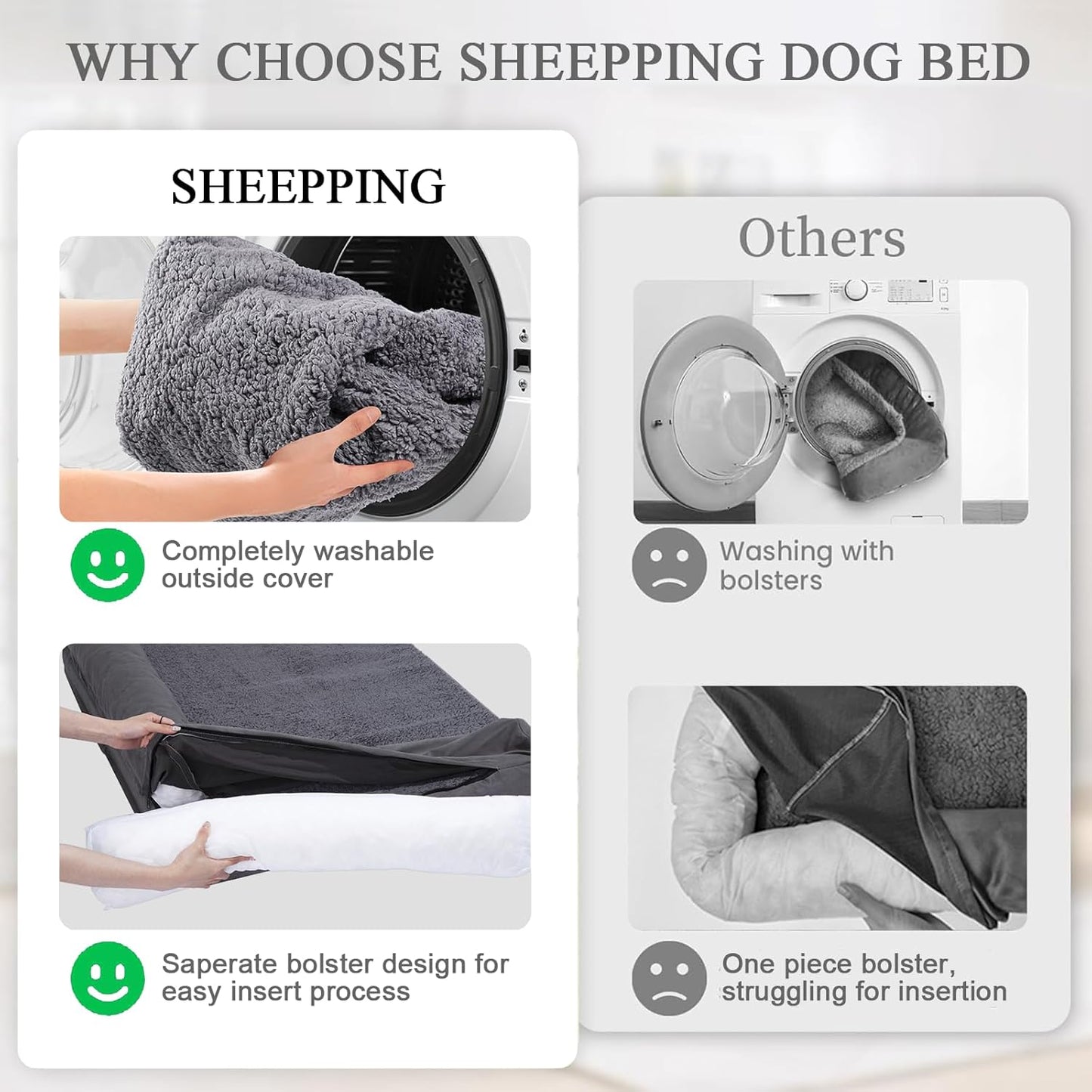 Dog Beds for Large Sized Dog, Washable Large Dog Bed Couch with Waterproof and Removable Cover, Orthopedic Dog Crate Bed Sofa with Nonskid Bottom, Pet Bed for Dogs Up to 95lbs, 44" L x 32" W x 7" Th