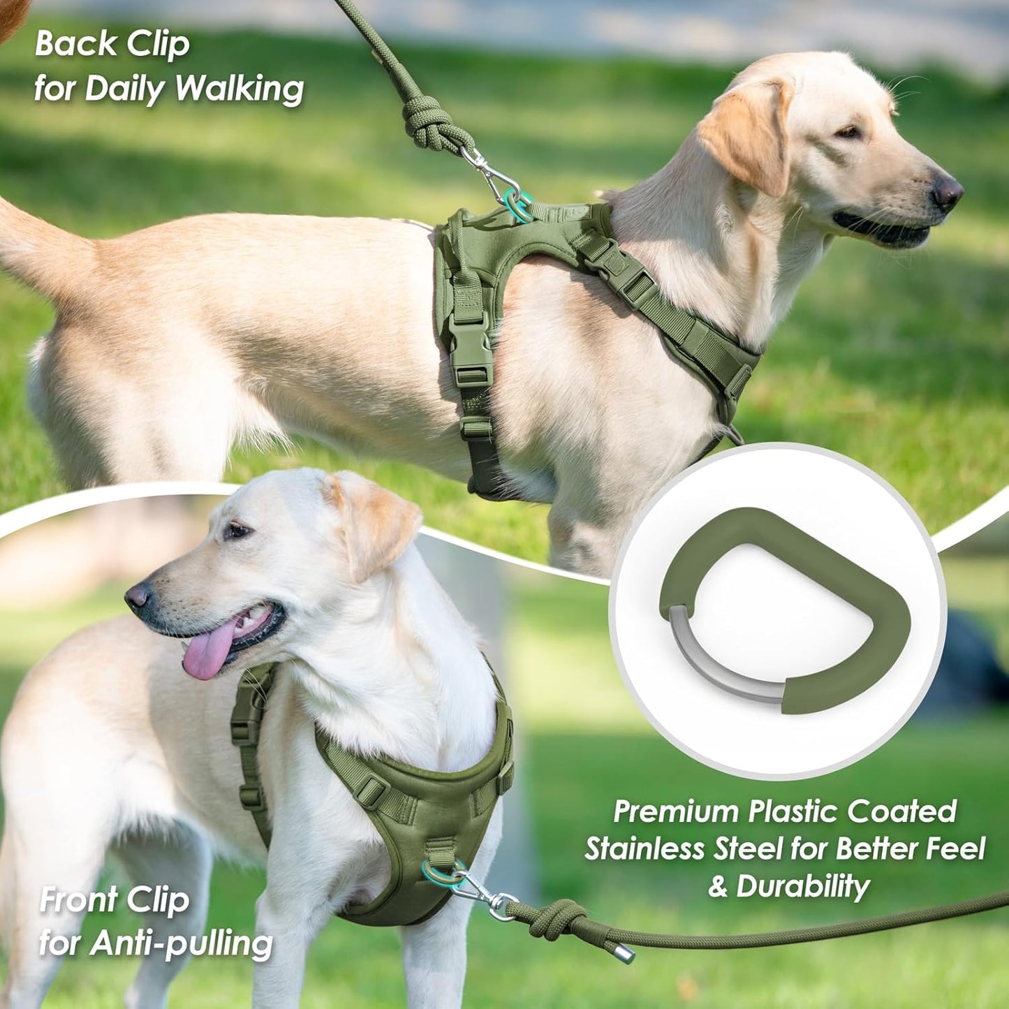 No Pull Dog Harness, Puppy Vest with Front Clip for Small Medium Large Sized Dog (Misty Green,XS)
