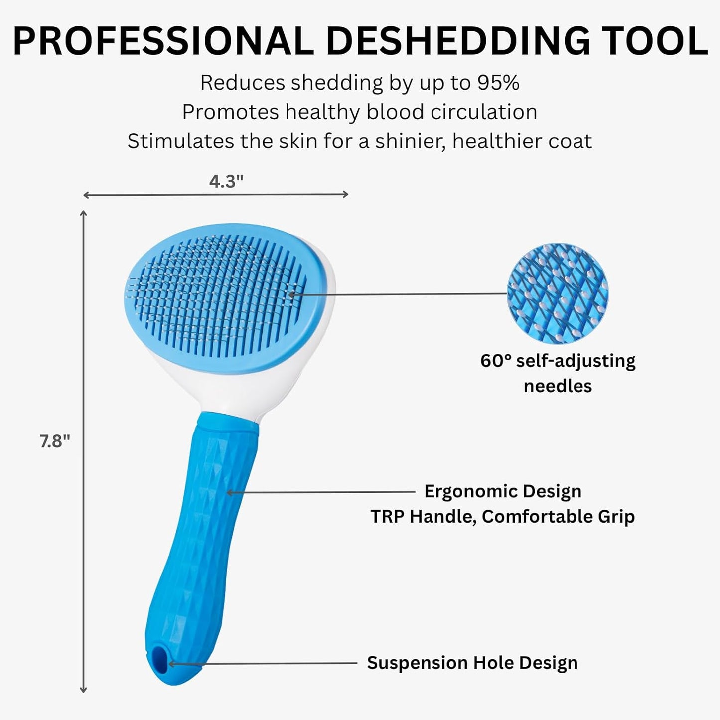 AIXINPET Cat & Dog Self Cleaning Slicker Brush - Easy to Remove Loose Fur, Harmless Deshedding Grooming Tool, Massaging Function - Suitable for Shedding & Furry Pets, like Rabbits and Ferrets