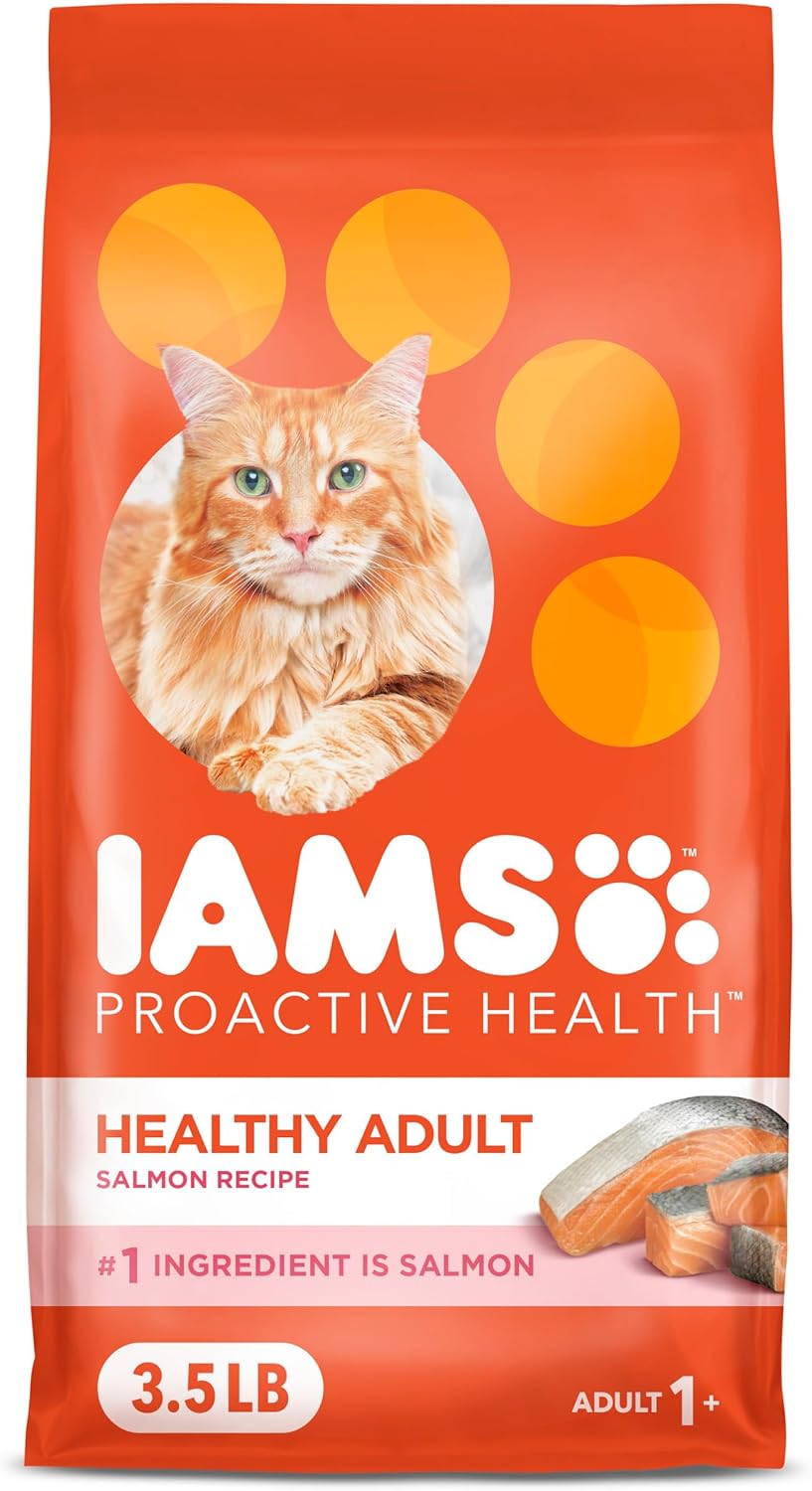 IAMS Proactive Health Adult Healthy Dry Cat Food with Real Salmon, 3.5 lb. Bag