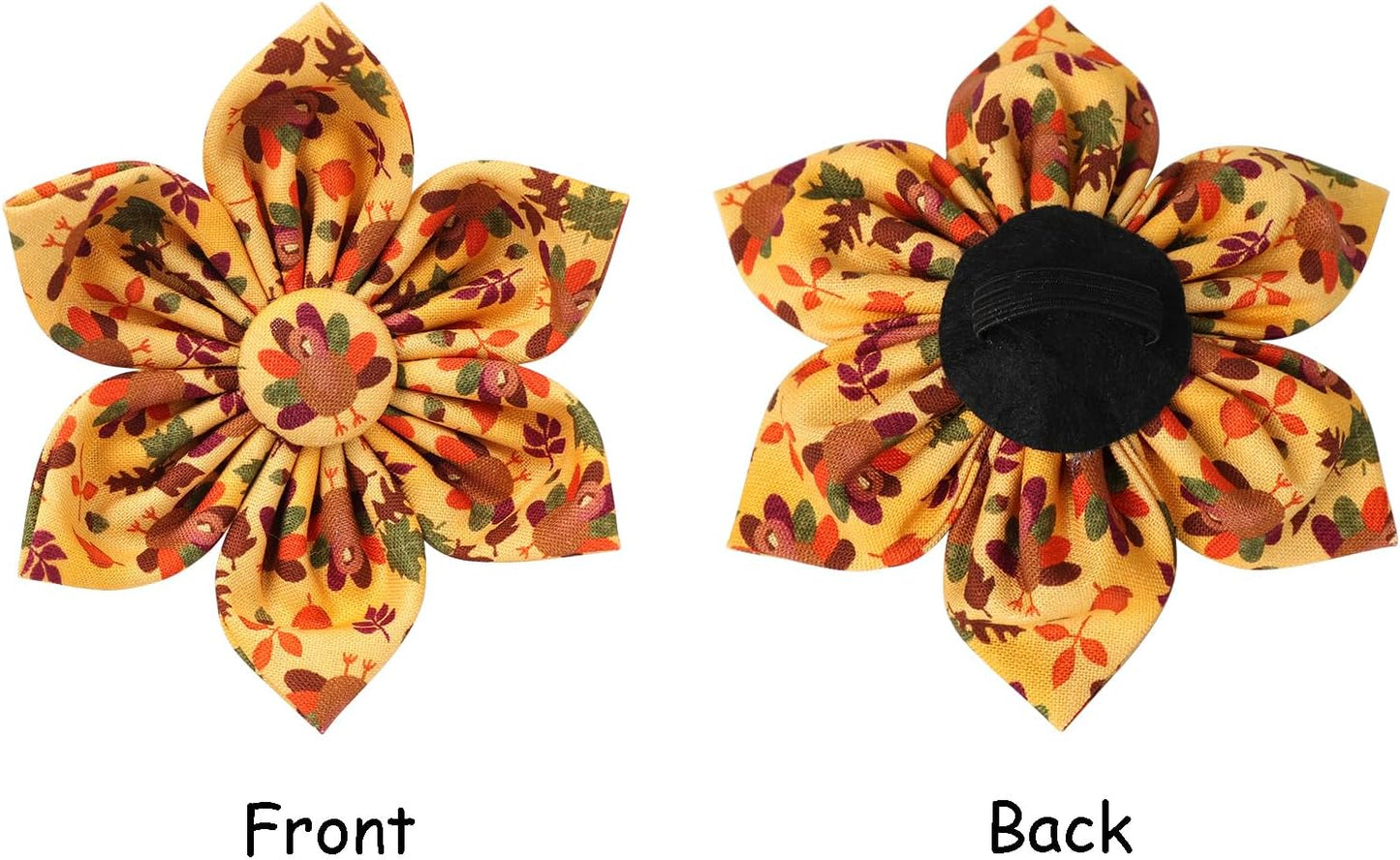 Lionet Paws Thanksgiving Day Dog Collar with Flower, Dogs Flower Collar with Metal Buckle for Dogs, Adjustable Comfortable Dog Collars Girl, XL, Neck 16-26 in