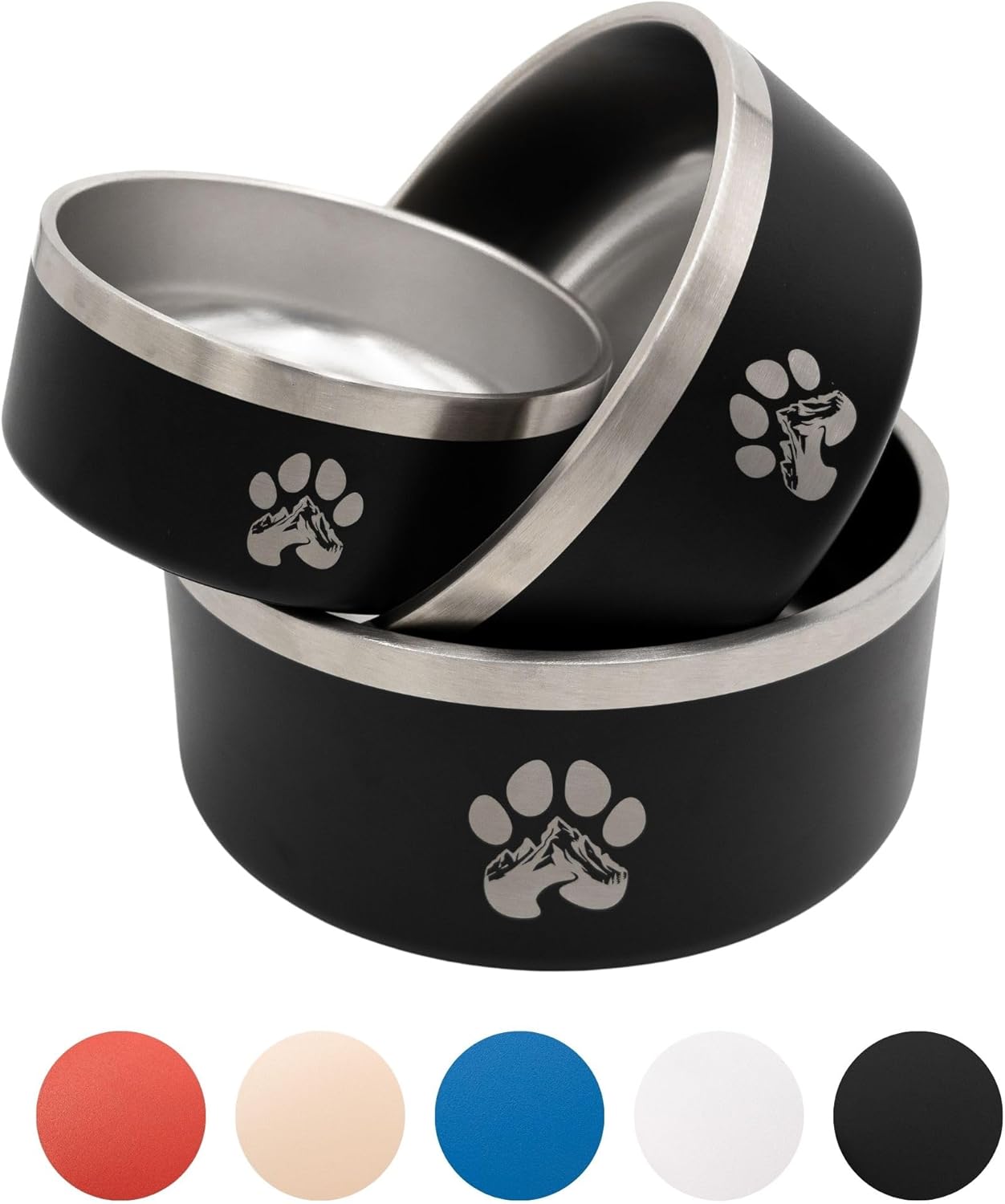 Stainless Steel Dog Bowl for Small-Large Dogs | Double Wall Insulated, Non-Slip Base Heavy Duty Water and Food Bowls for Dogs & Cats | Pet Safe BPA Free & Dishwasher Safe | 64 Oz - Red