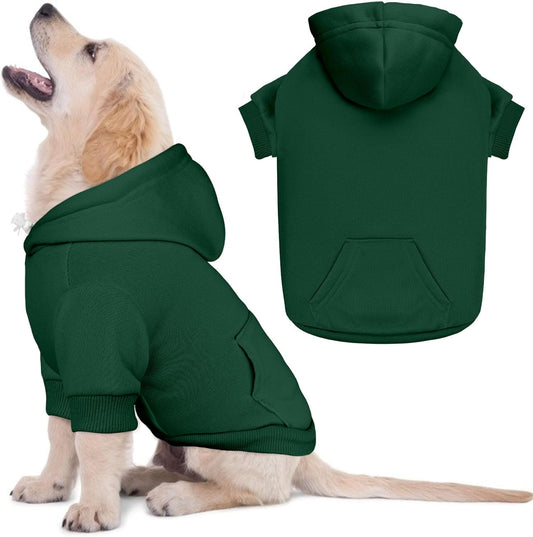 Dog Sweaters for Small Dogs Dog Hoodie Pet Sweater Solid Soft Brushed Fleece Pet Clothes Hoodie Sweatshirt with Pocket(Green-S)