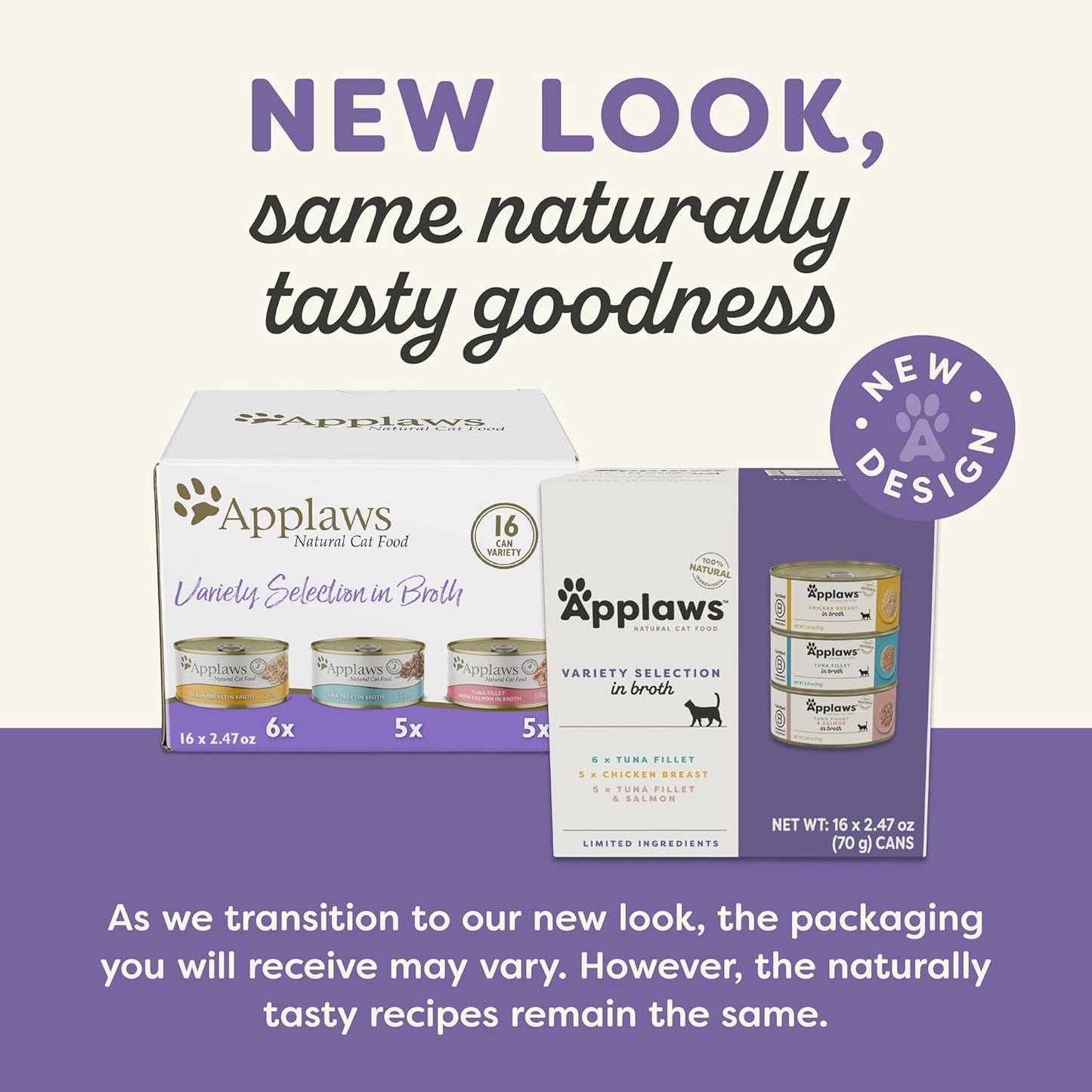 Applaws Natural Wet Canned Cat Food, Made with Limited and Natural Ingredients, Real Protein with No Artificial Additives, Variety Pack in Broth (16 x 2.47oz Cans)