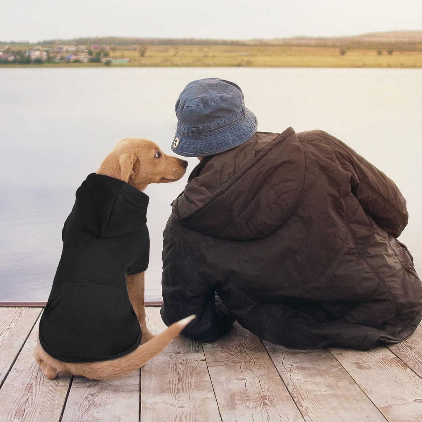 Dog Sweaters for Large Dogs Dog Hoodie Fleece Sweater Soft Clothes Sweatshirt with Pocket Hoodie for Large Dogs(Black&XL)