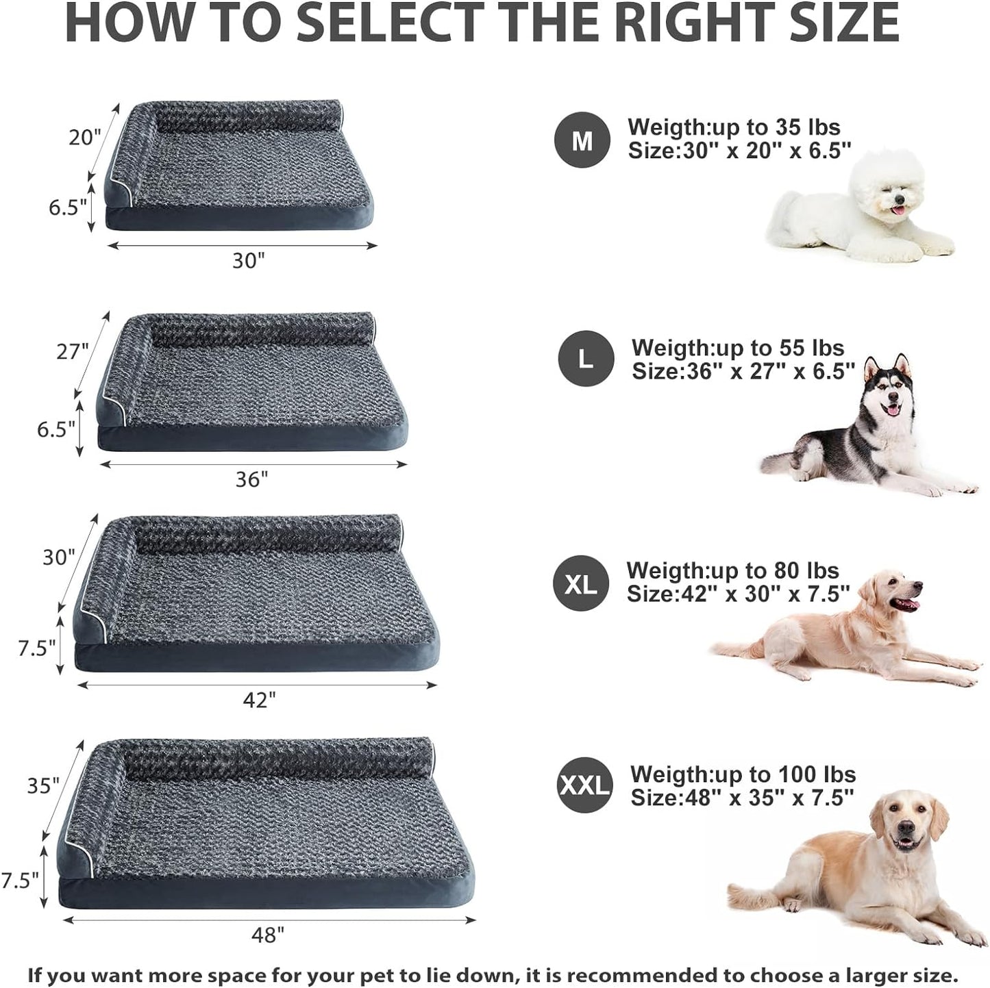 BFPETHOME Orthopedic Dog Beds for Large Dogs-Waterproof Sofa Dog Bed with Removable Washable Cover, Large Pet Bed with Waterproof Lining and Nonskid Bottom, Pet Bed for Dogs