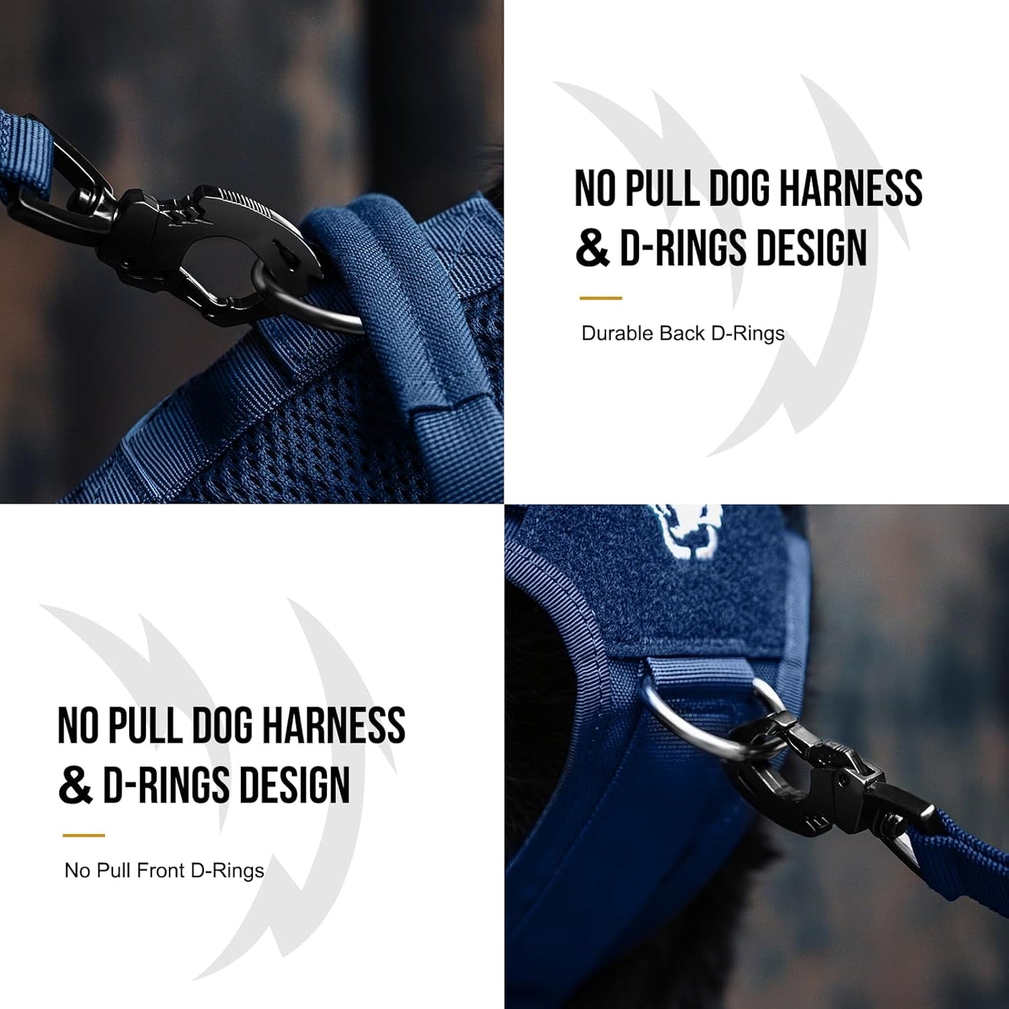 OneTigris Tactical Dog Harness for Small Medium Large Dogs, Mesh Design Service Dog Vest Breathable Military Dogs Molle Vests with Handles, Harness for Walking Hiking Training (Blue, XL)