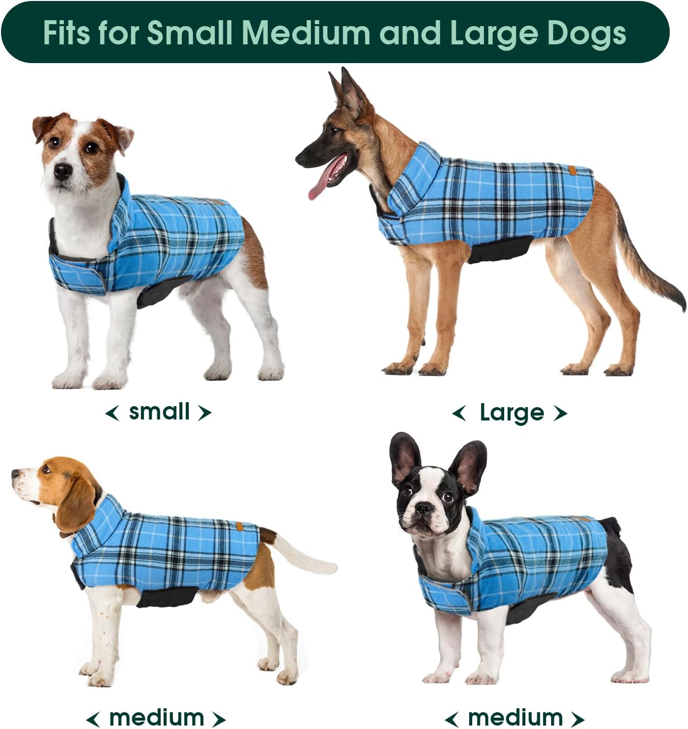 Kuoser Warm Dog Coat, Waterproof Dog Jacket for Extra Large Dogs, Adjustable Durable XL Doggie Winter Coat Reversible Cozy Puppy Cold Weather Apparel from Small to Large Breed, Blue XL