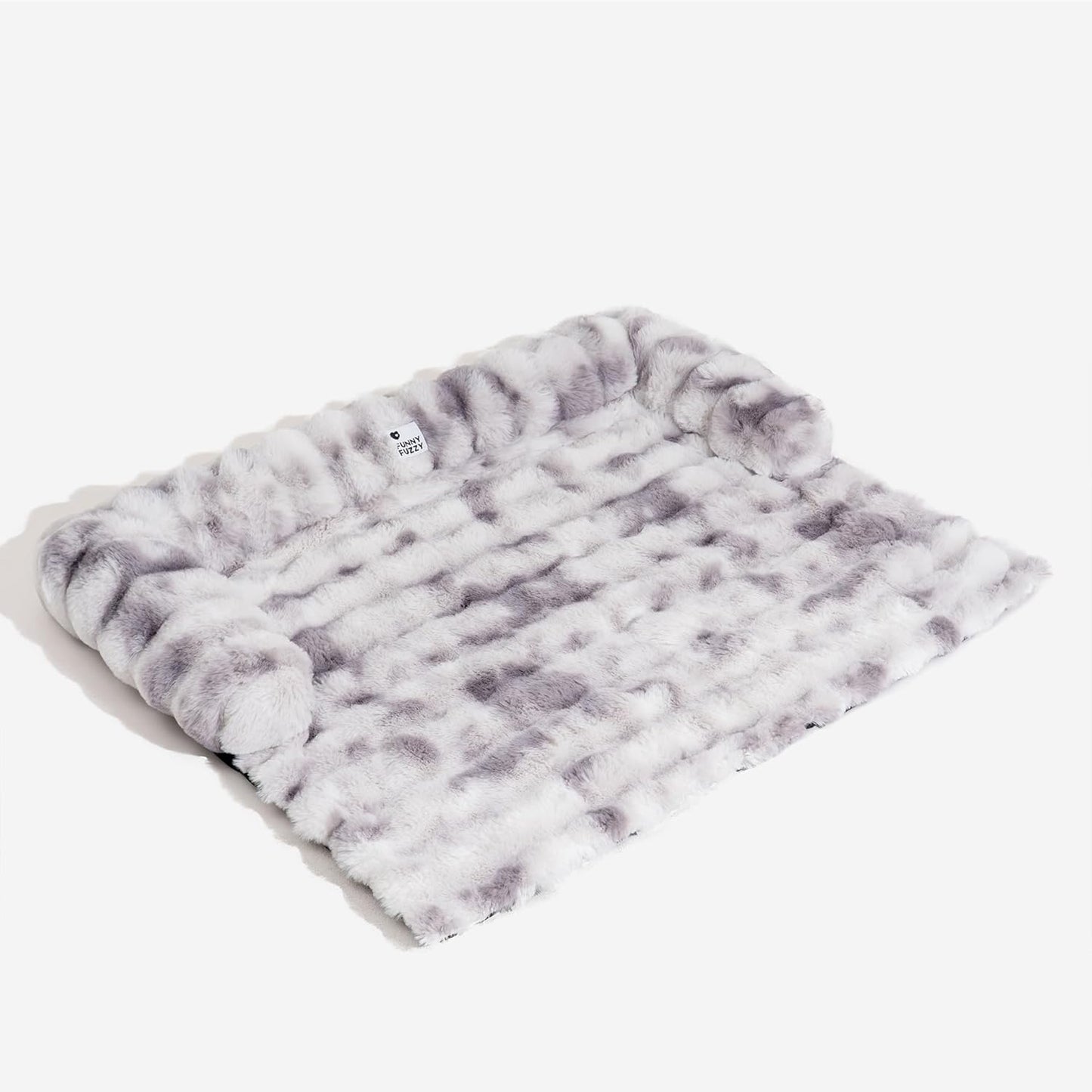 FUNNY FUZZY Pet Fluffy Fuzzy Couch Cover, Calming Washable Dog Bed Sofa Protector Pets Mat for Small Medium Dogs and Cats (Tie-dye Grey,33.45 × 28.35 × 5.51 in)