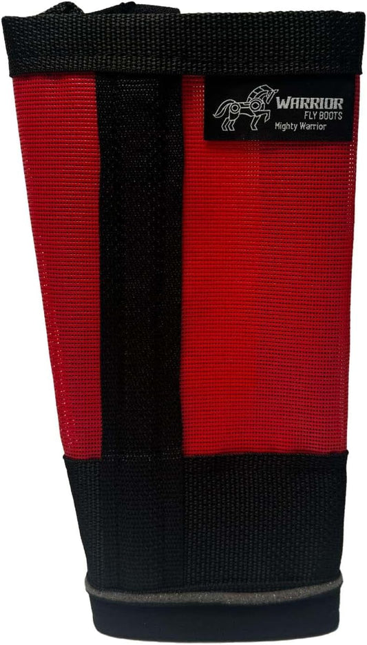Warrior Fly Boots for Donkeys, Ponys, or Yearlings - Breathable Mesh Horse Boots for Fly Protection & Leg Comfort - Set of 4 (Mighty Warrior, Red)