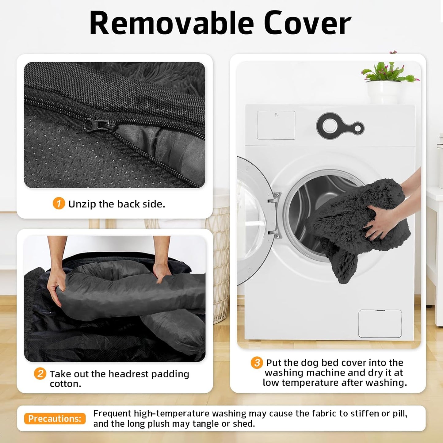 Calming Dog Bed Fluffy Plush Dog Mat for Furniture Protector with Removable Washable Cover for Large Medium Small Dogs and Cats (Large(45x37x6), Dark Grey)