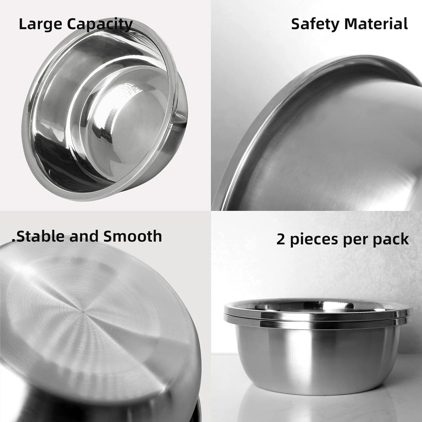 Stainless Steel Large Dog Food Bowl, 66 oz (10cup) Large Capacity Dog Water Bowl, Heavy Duty, BPA Free for Medium Dogs (2 pcs)