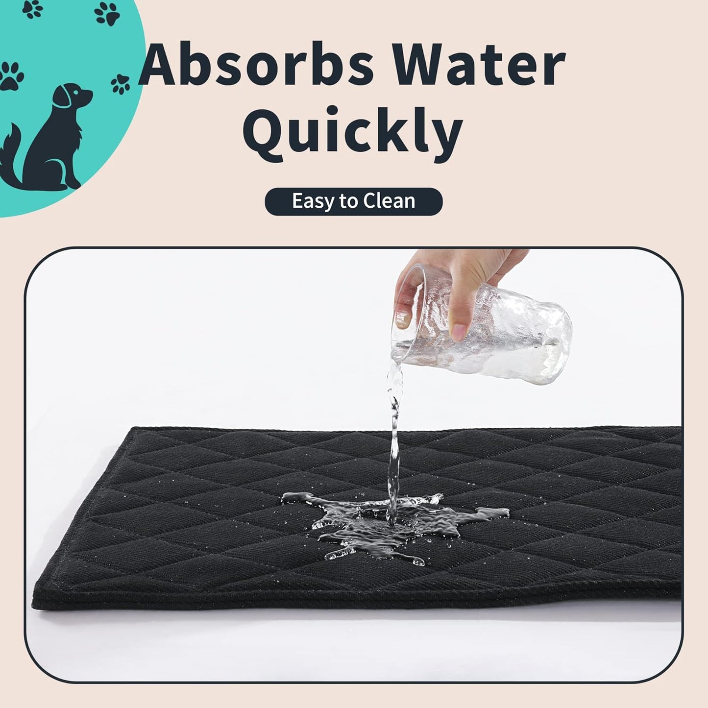 MABOZOO Indestructible Dog Beds - Chew Proof Crate Pad for Aggressive Chewers, Machine Washable Quilted Mat, Durable for Extra Large Dogs, Black Kennel Pad (36x57 in)