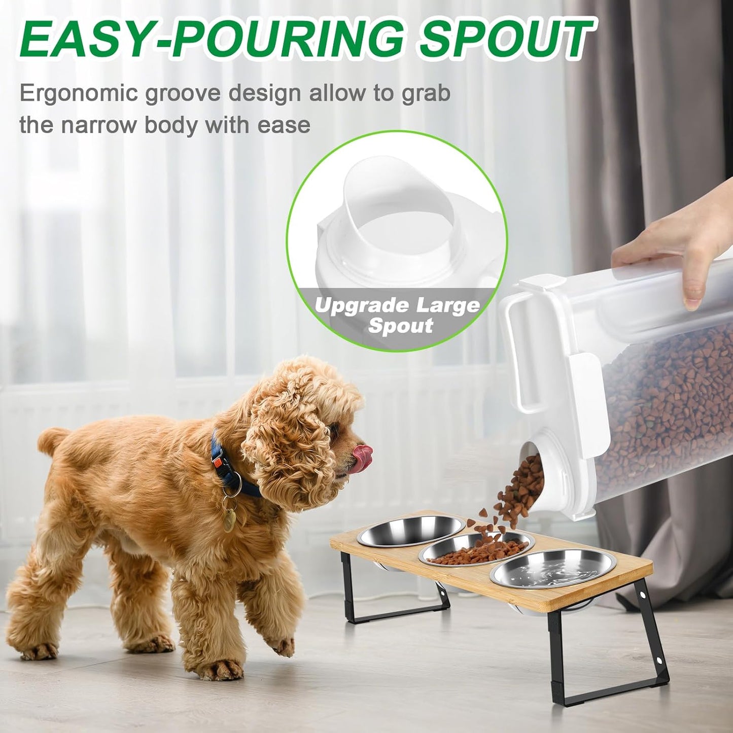 TBMax 2 Pack Cat Dog Food Storage Containers 10 to 14 Lbs, Portable Travel Pet Container Dispenser with Easy-Pouring Spout & Cup, Airtight Bird Seed Container Dog Treat Storage Bin -White