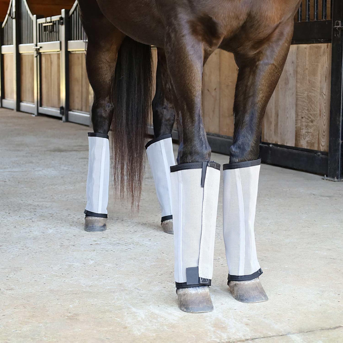 Jeffers Romper Stomper Fly Boots for Horses - Grey, Large – Breathable Mesh Leg Wraps for Insect Protection, Stable Accessories for Summer Turnout, Ride Gear, Horse Hoof & Leg Care - 4 Pack