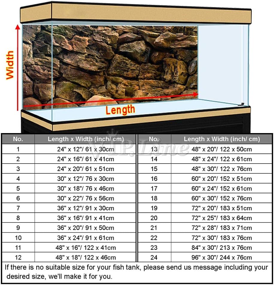 Rock Wall Aquarium Background Poster PVC Fish Tank Decor Landscape 24 36 48 72 (48" x 24"/ 122 x 61cm)