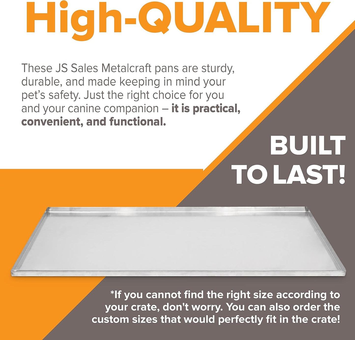 22.75" x 16.63" Metal Replacement Dog Crate Pan Chew Proof Crack Proof Pet Kennel Tray Central Dog Training Crate Pan Pet Supplies, Stainless Steel, 1" H