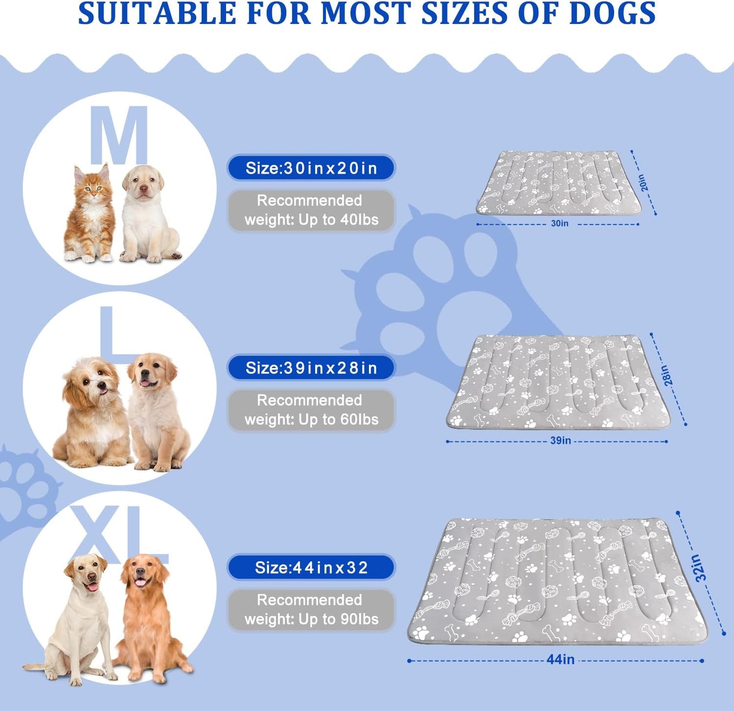 MH MYLUNE HOME Upgrade Cooling Mat for Pets, 28”x39” Arc-Chill Fiber Reinforced Padding, Heat-Absorbing Color-Changing Pet Pad, Foldable/Washable Summer Bed