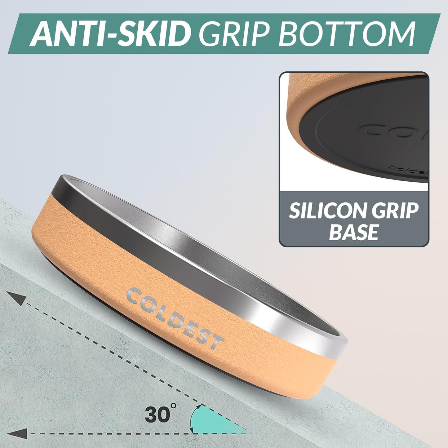 Coldest Dog Bowl - Anti Rust Metal, Non Slip, 3 Layers Insulated Stainless Steel Dog Bowls - Spill Proof & Heavy Duty - Water Bowl for Dogs, Cats & Pets, Dish Washer Safe (21 oz, Sahara Tan)